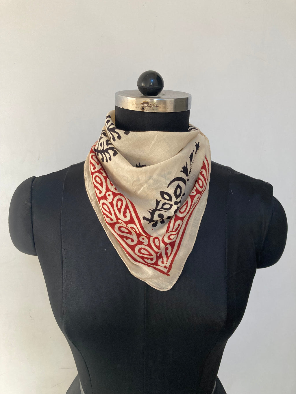 Hand Block Printed Cotton Bandana: Natural Dye Neckerchief - Made in India