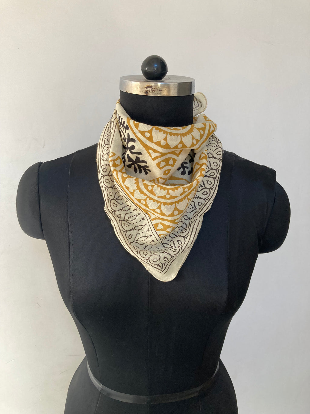 Hand Block Printed Cotton Bandana: Natural Dye Neckerchief - Made in India