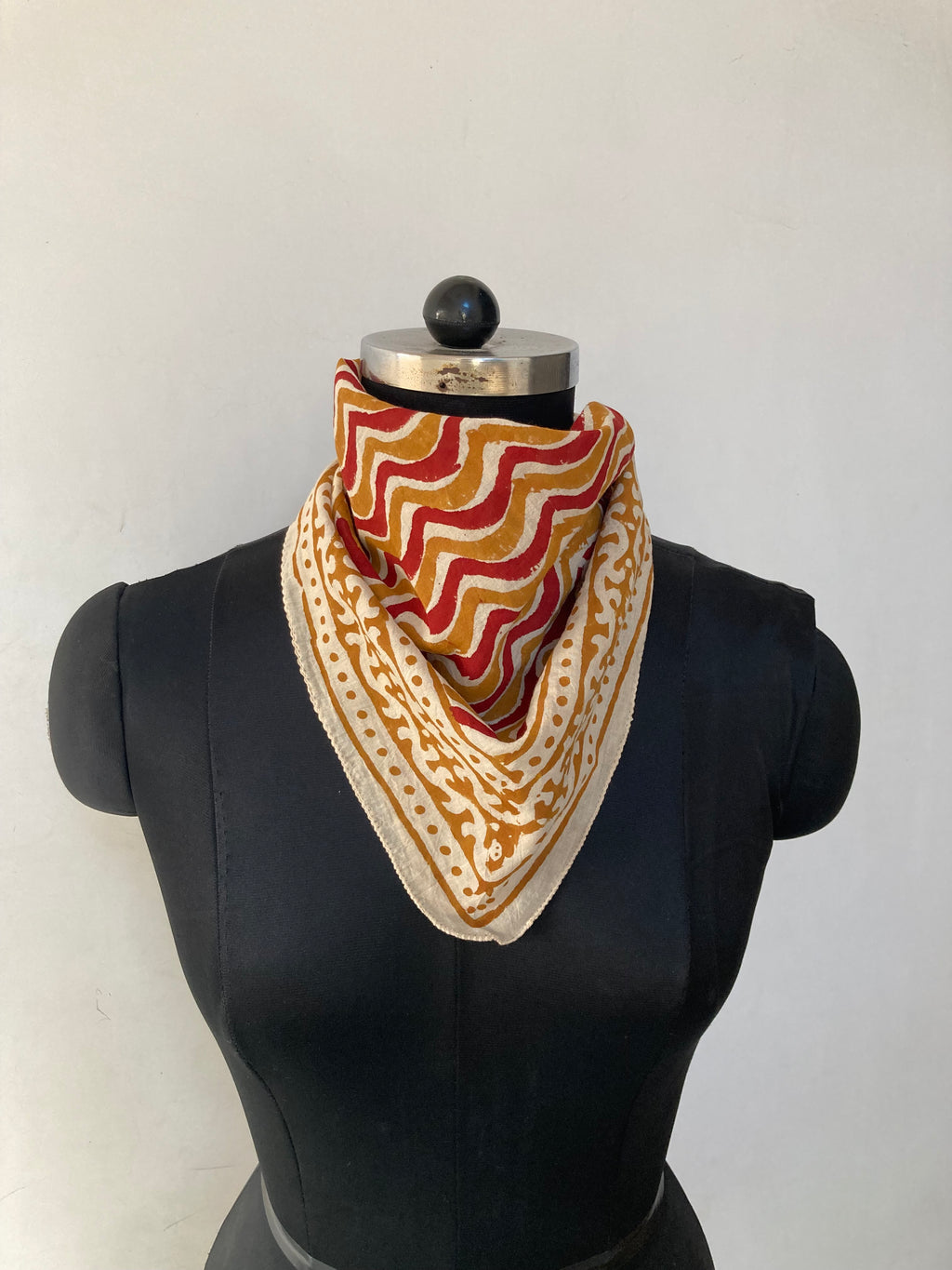 Hand Block Printed Cotton Bandana: Natural Dye Neckerchief - Made in India