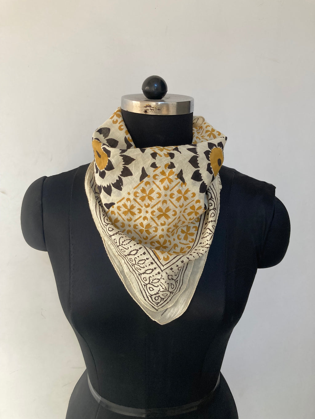 Hand Block Printed Cotton Bandana: Natural Dye Neckerchief - Made in India
