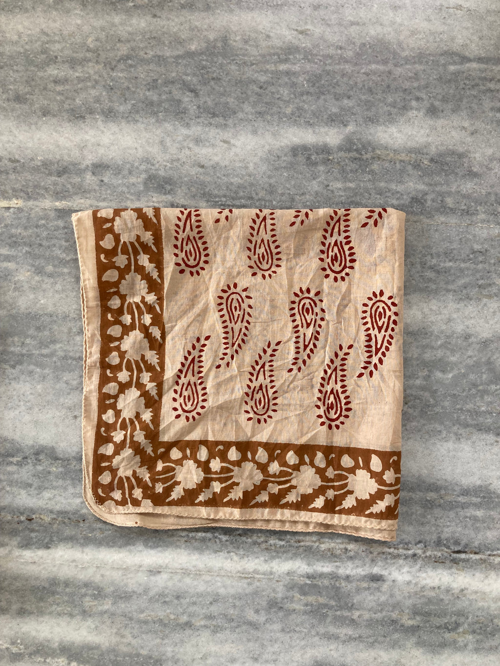 Hand Block Printed Cotton Bandana: Natural Dye Neckerchief - Made in India