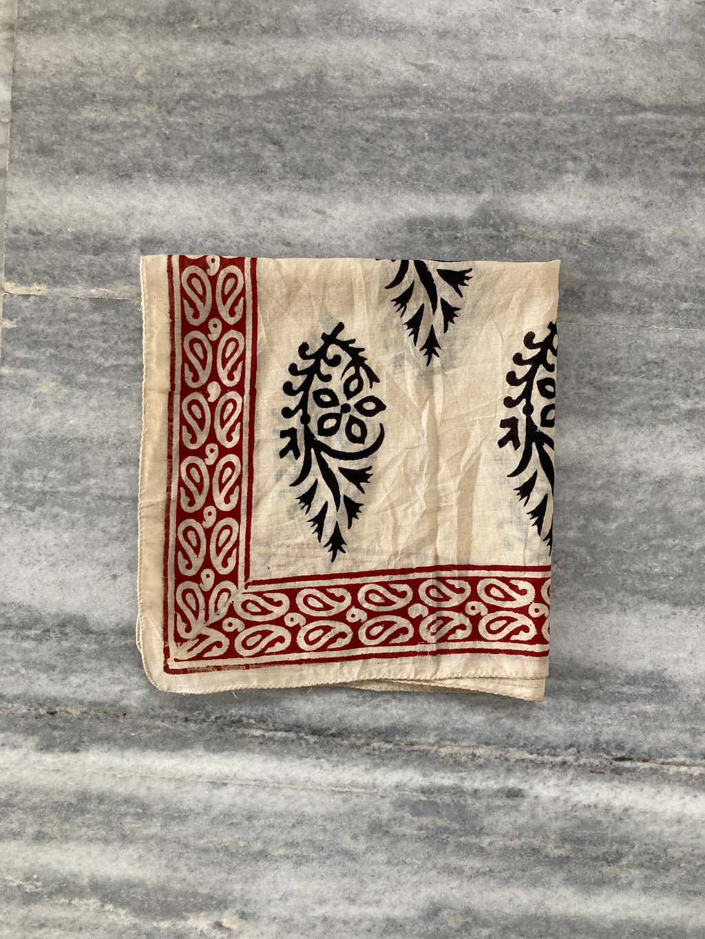 Hand Block Printed Cotton Bandana: Natural Dye Neckerchief - Made in India