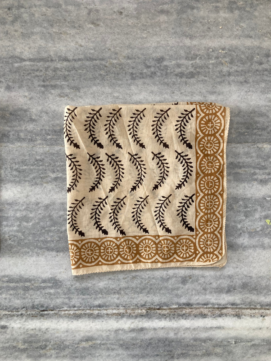 Hand Block Printed Cotton Bandana: Natural Dye Neckerchief - Made in India