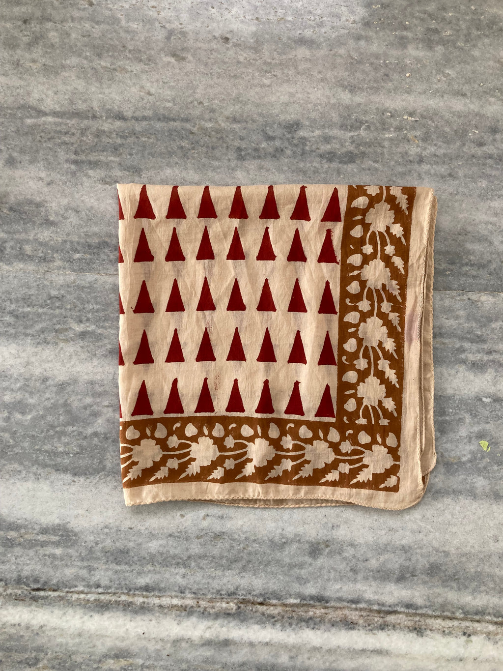 Hand Block Printed Cotton Bandana: Natural Dye Neckerchief - Made in India