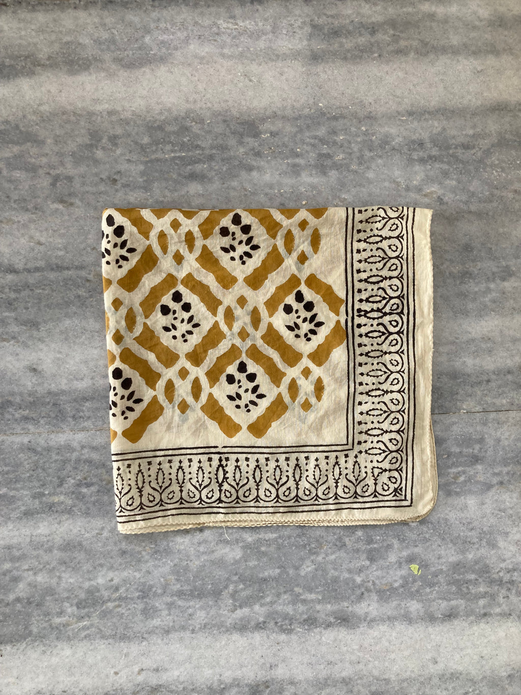 Hand Block Printed Cotton Bandana: Natural Dye Neckerchief - Made in India
