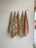 Hand Block Print Cotton Bandanas - Set of 10, Natural Dye