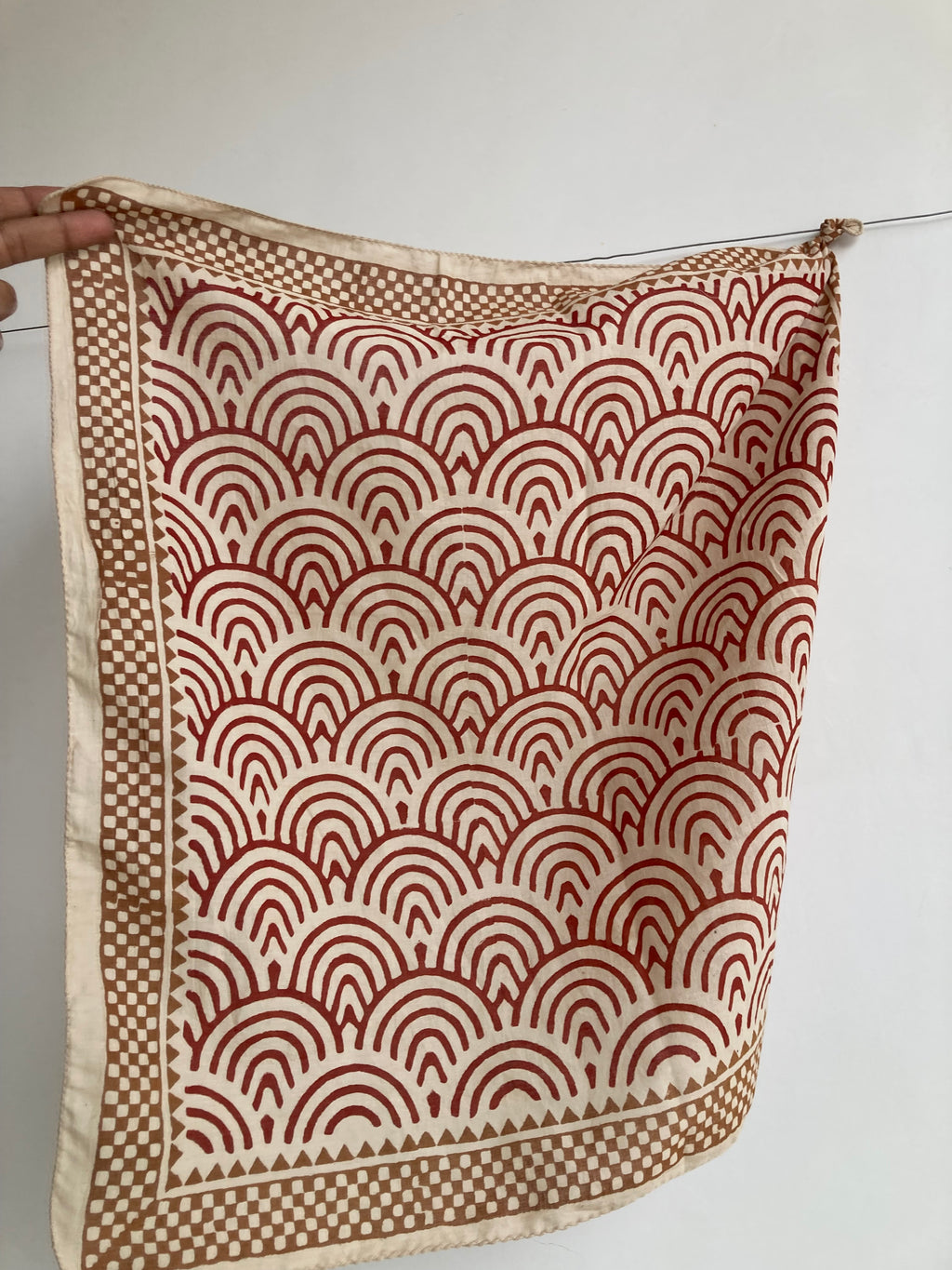 Hand Block Printed Cotton Bandana: Natural Dye Neckerchief - Made in India