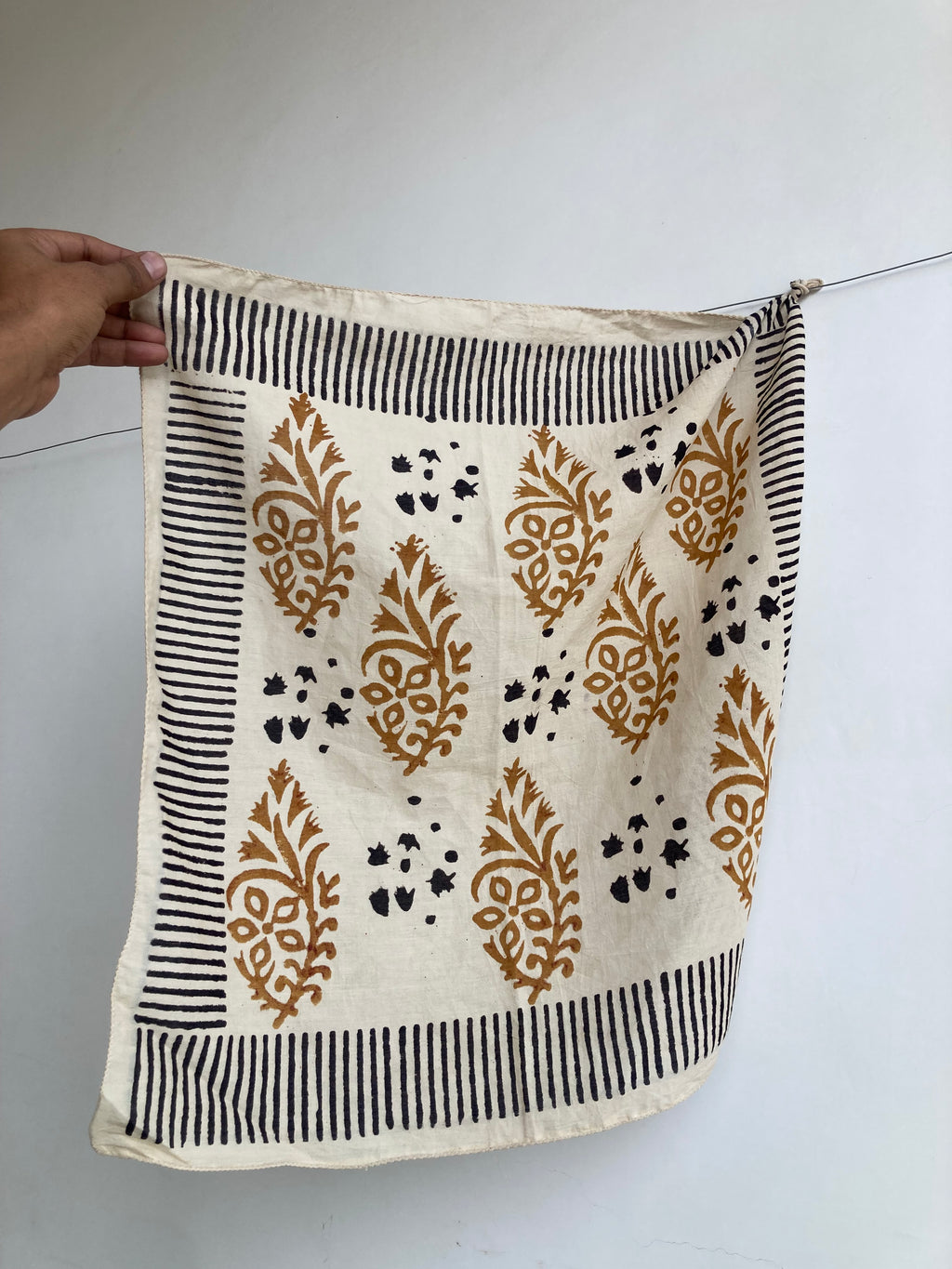 Hand Block Print Cotton Bandanas - Set of 10, Natural Dye