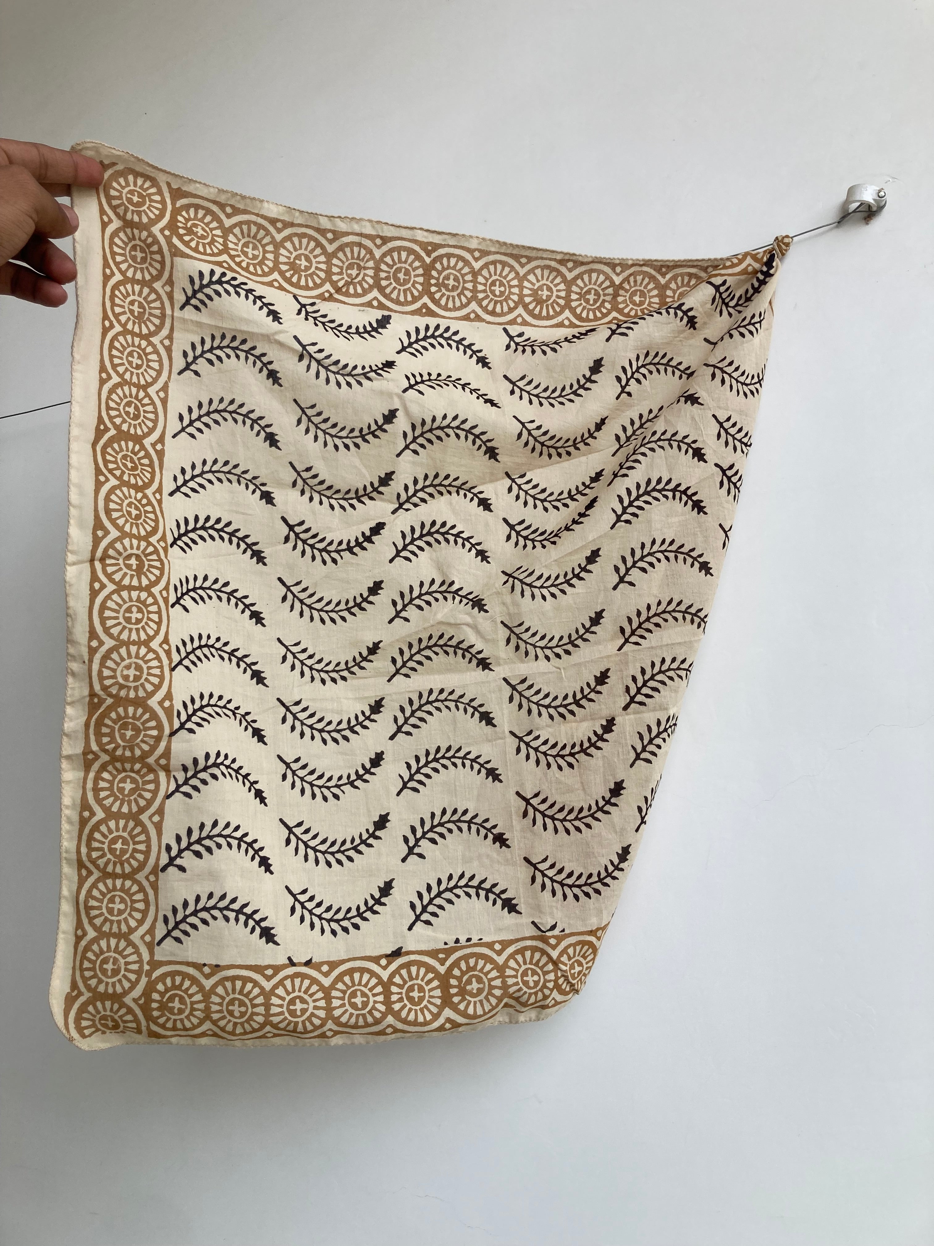 Hand Block Printed Cotton Bandana: Natural Dye Neckerchief - Made in India