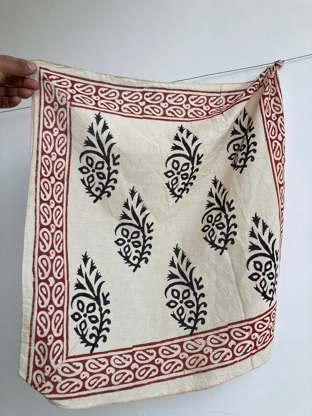 Hand Block Print Cotton Bandanas - Set of 10, Natural Dye