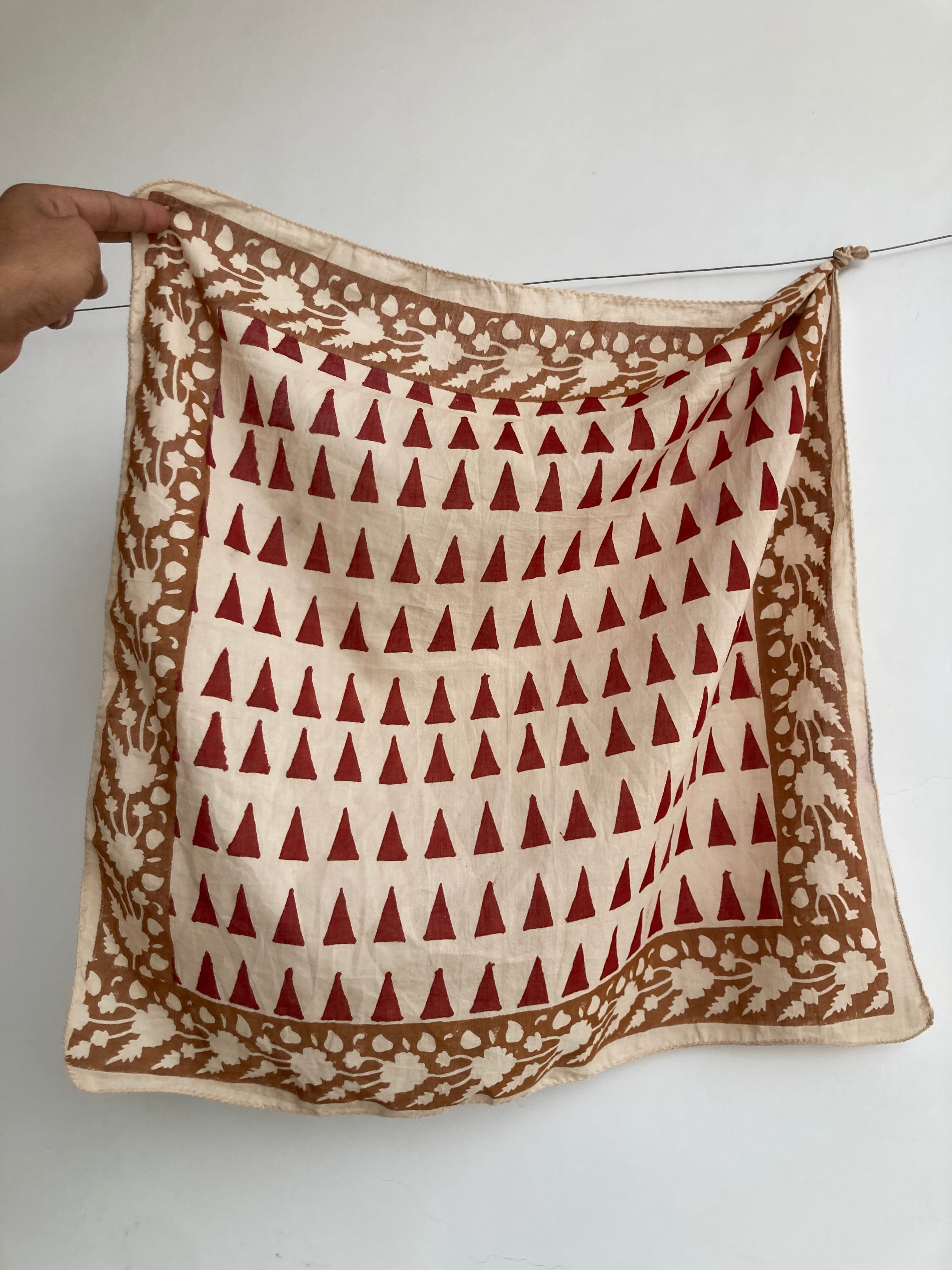 Hand Block Print Cotton Bandanas - Set of 10, Natural Dye