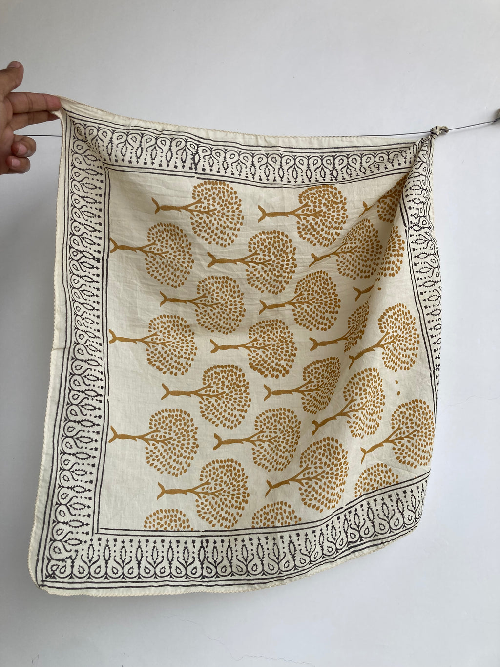 Hand Block Printed Cotton Bandana: Natural Dye Neckerchief - Made in India