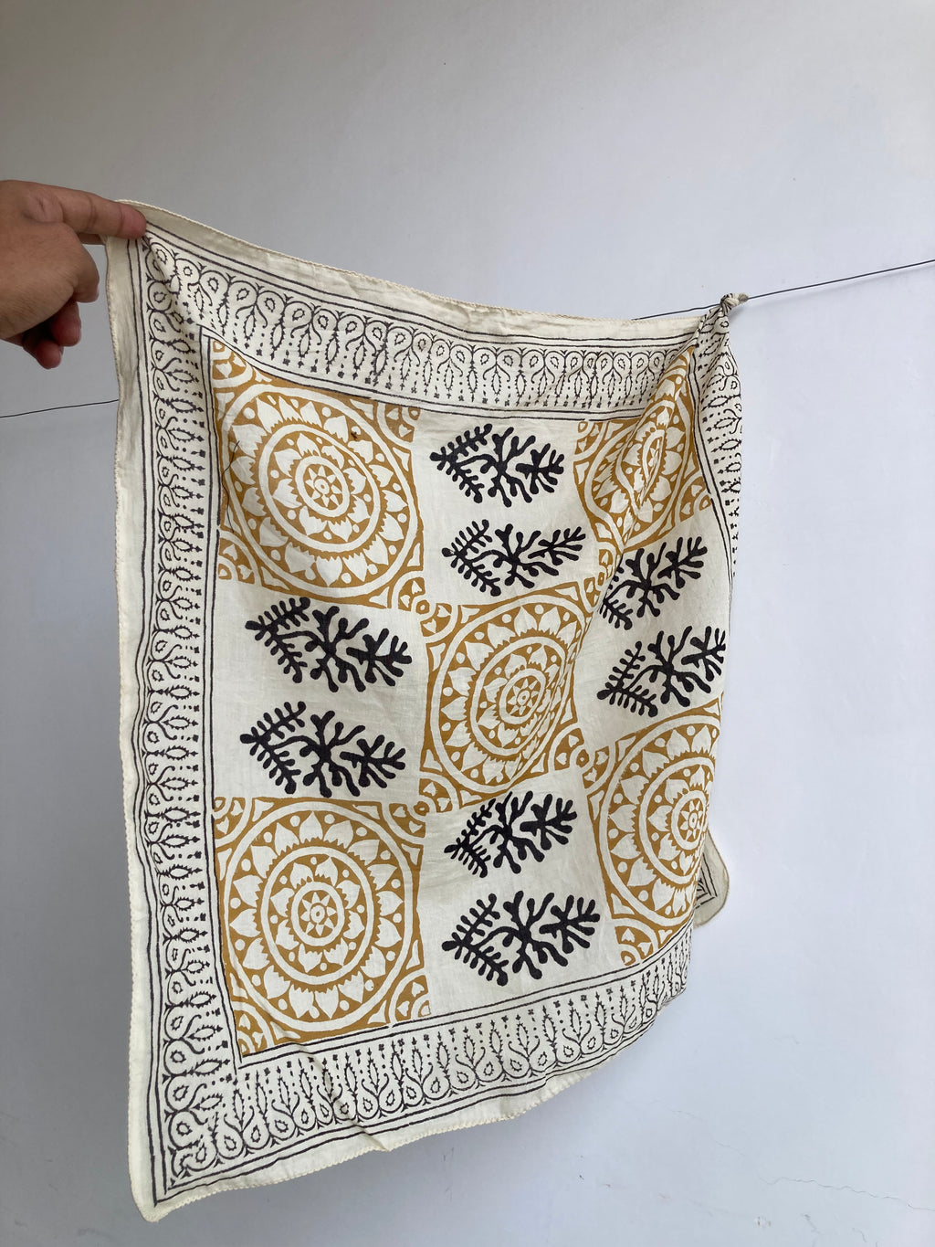 Hand Block Print Cotton Bandanas - Set of 10, Natural Dye