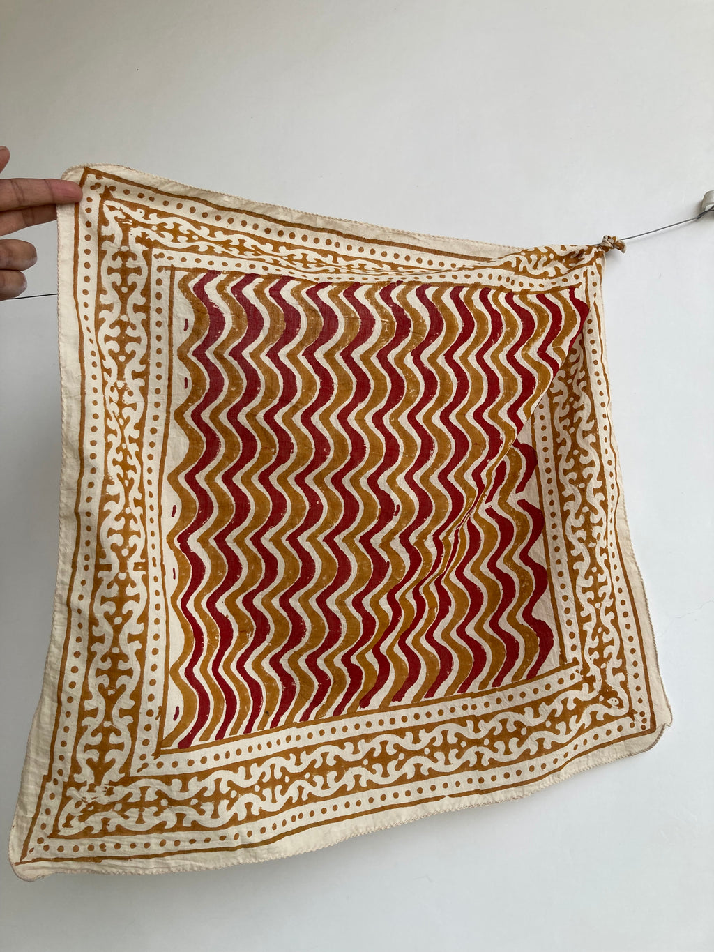 Hand Block Printed Cotton Bandana: Natural Dye Neckerchief - Made in India