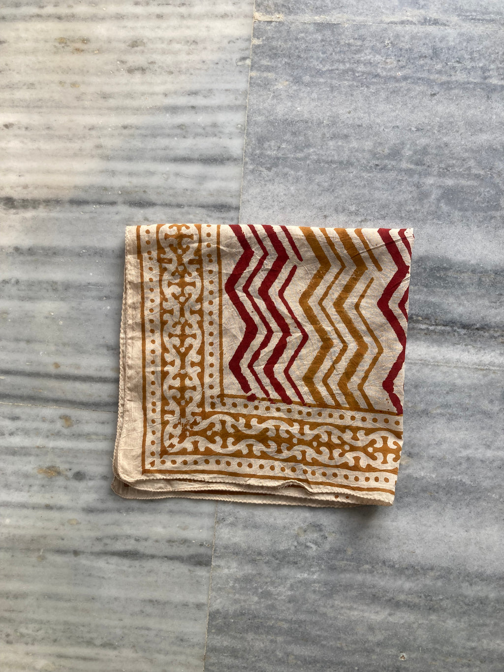 Hand Block Printed Cotton Bandana: Natural Dye Neckerchief - Made in India