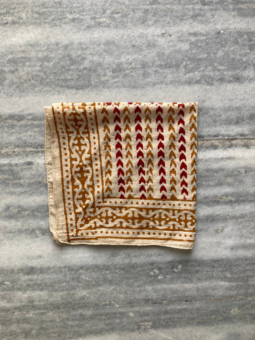 Hand Block Printed Cotton Bandana: Natural Dye Neckerchief - Made in India