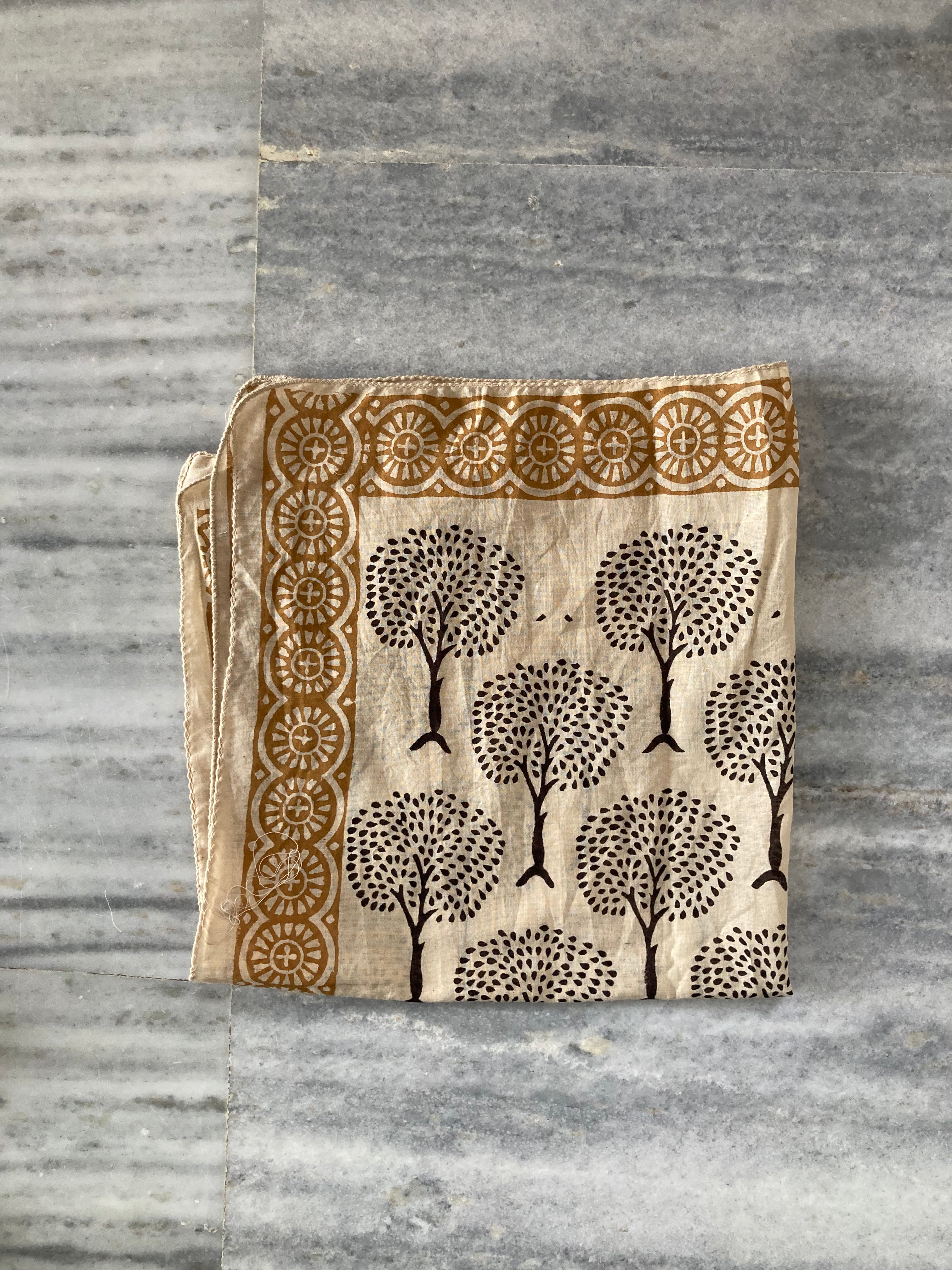 Hand Block Printed Cotton Bandana: Natural Dye Neckerchief - Made in India
