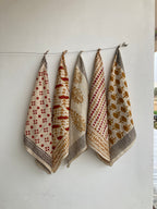 Hand Block Print Cotton Bandanas - Set of 10, Natural Dye