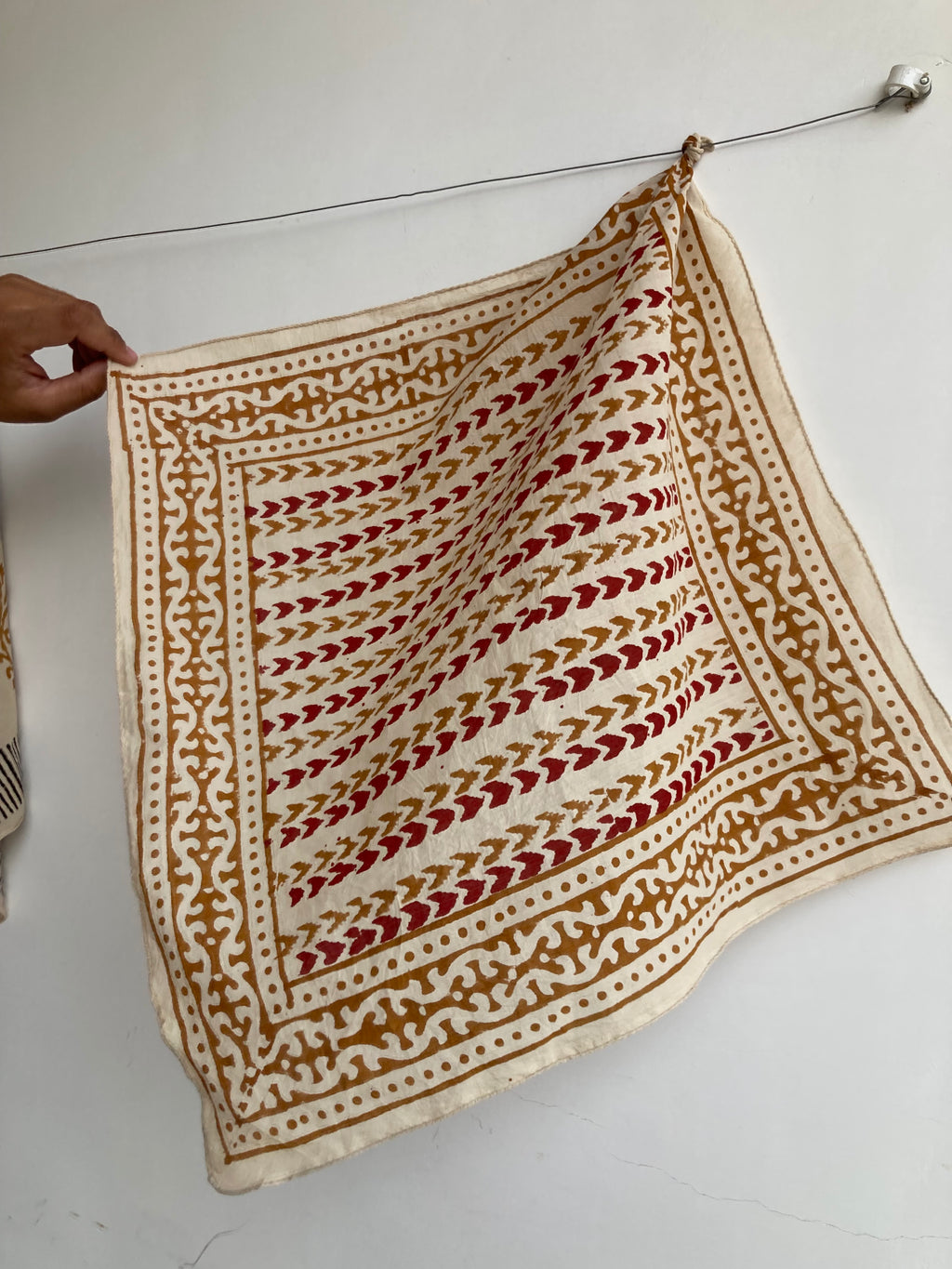 Hand Block Printed Cotton Bandana: Natural Dye Neckerchief - Made in India