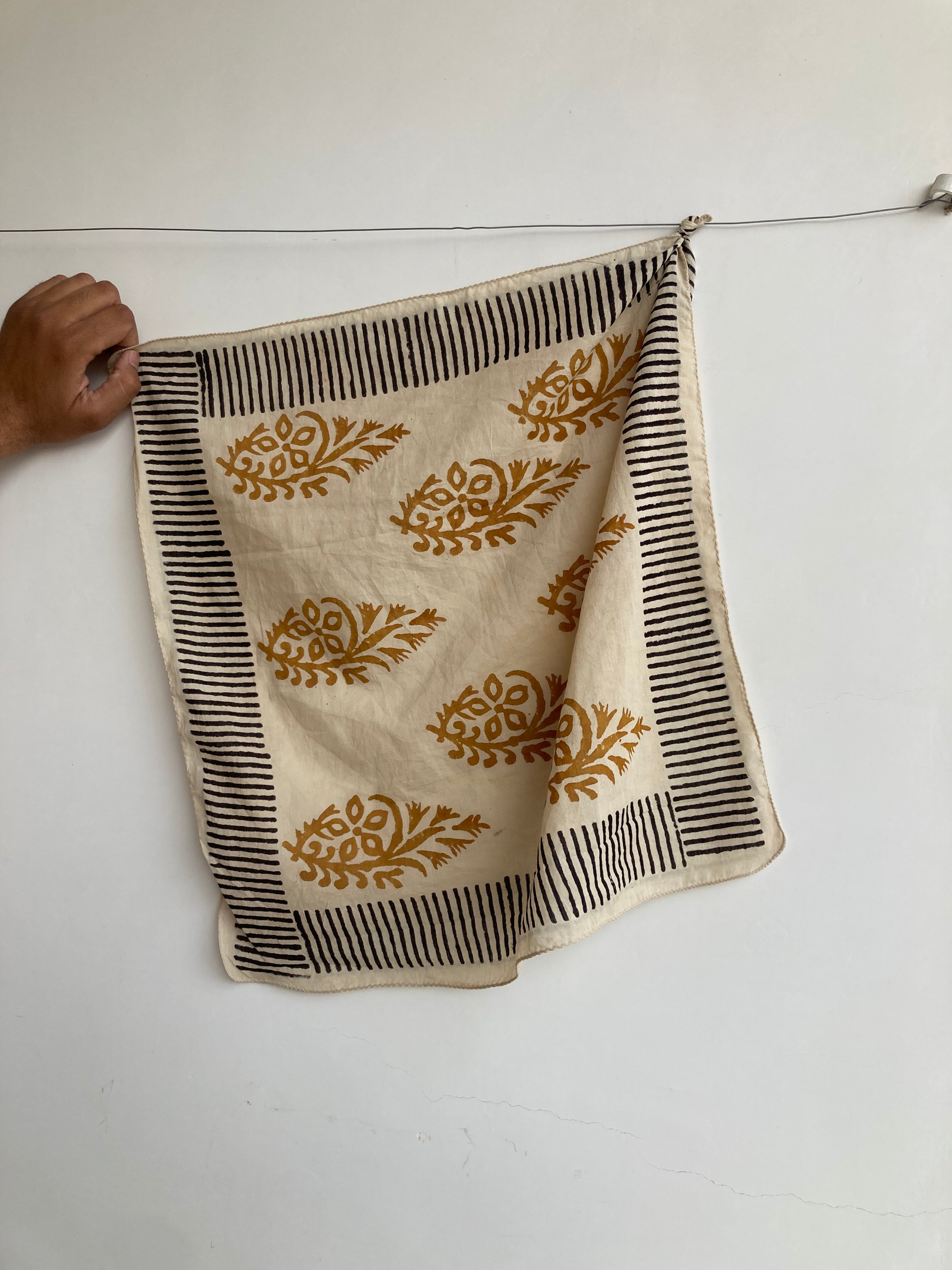 Hand Block Print Cotton Bandanas - Set of 10, Natural Dye