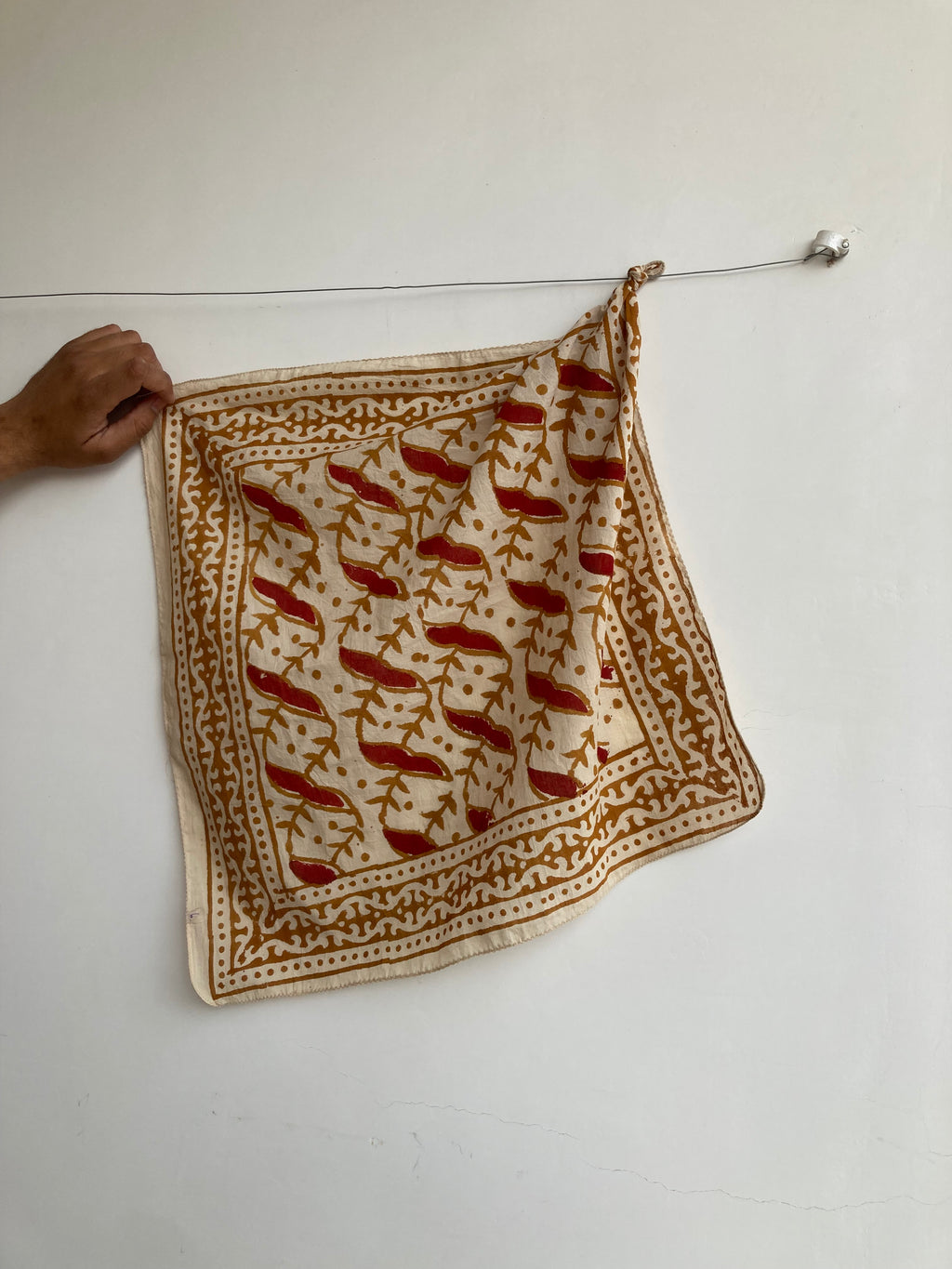 Hand Block Print Cotton Bandanas - Set of 10, Natural Dye