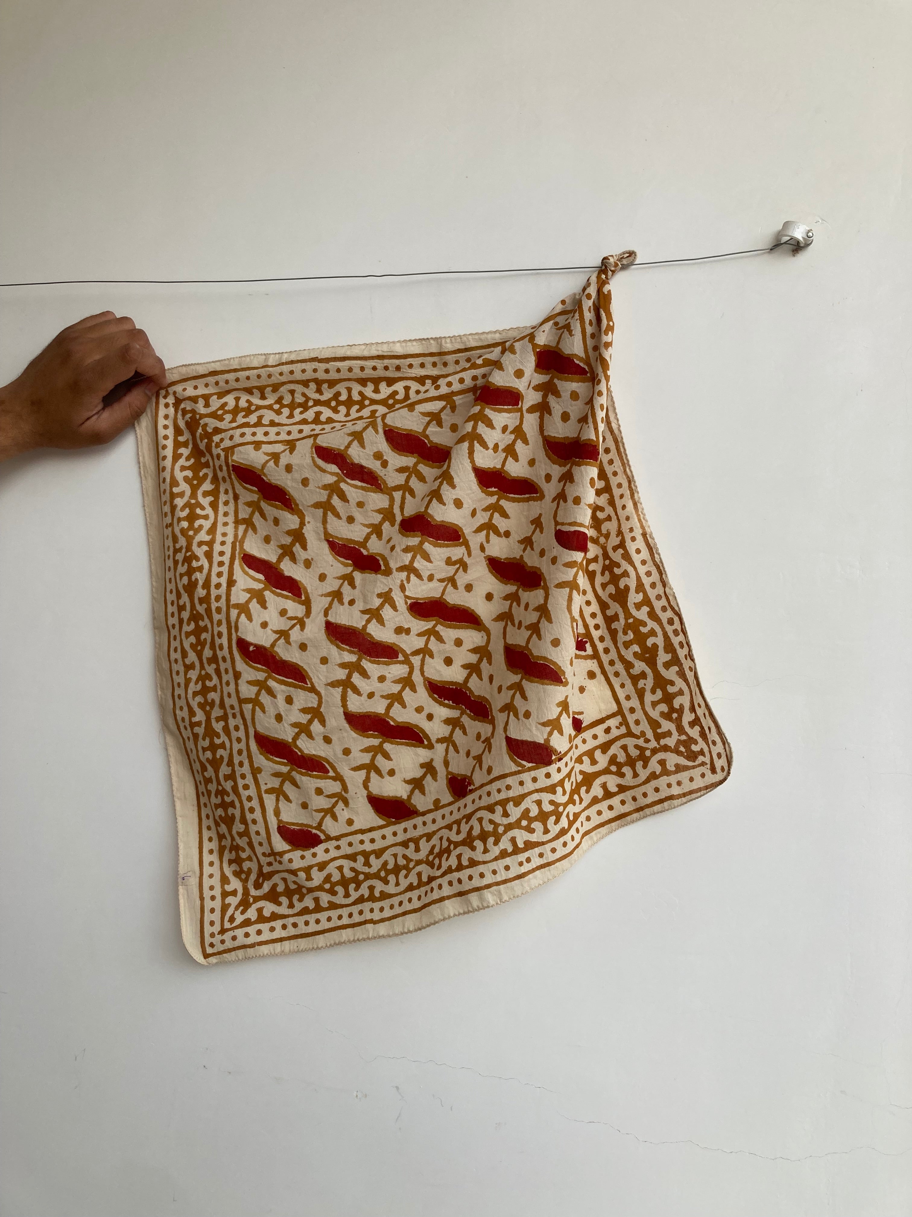 Hand Block Print Cotton Bandanas - Set of 10, Natural Dye