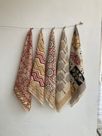 Hand Block Print Cotton Bandanas - Set of 10, Natural Dye