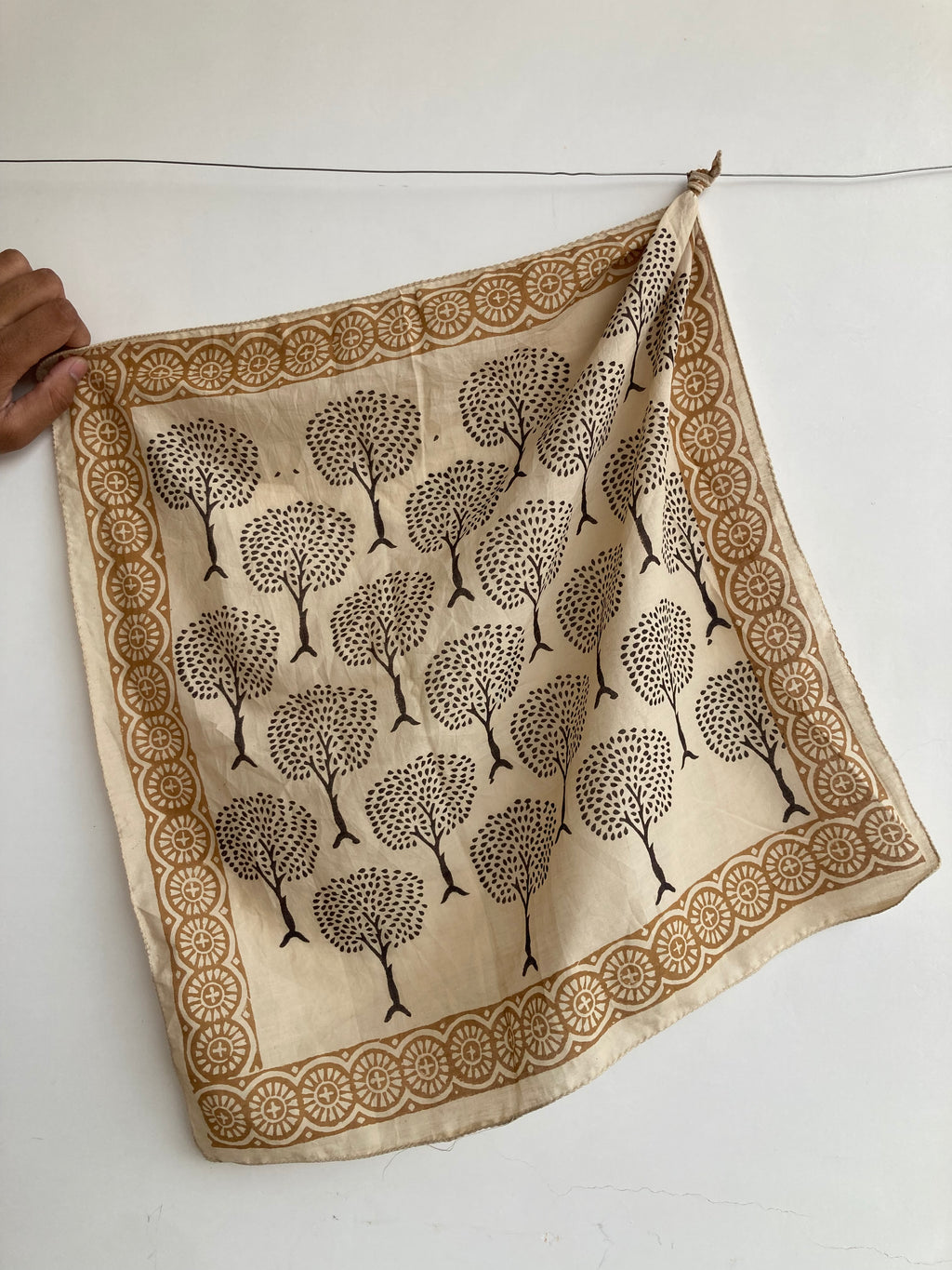 Hand Block Print Cotton Bandanas - Set of 10, Natural Dye