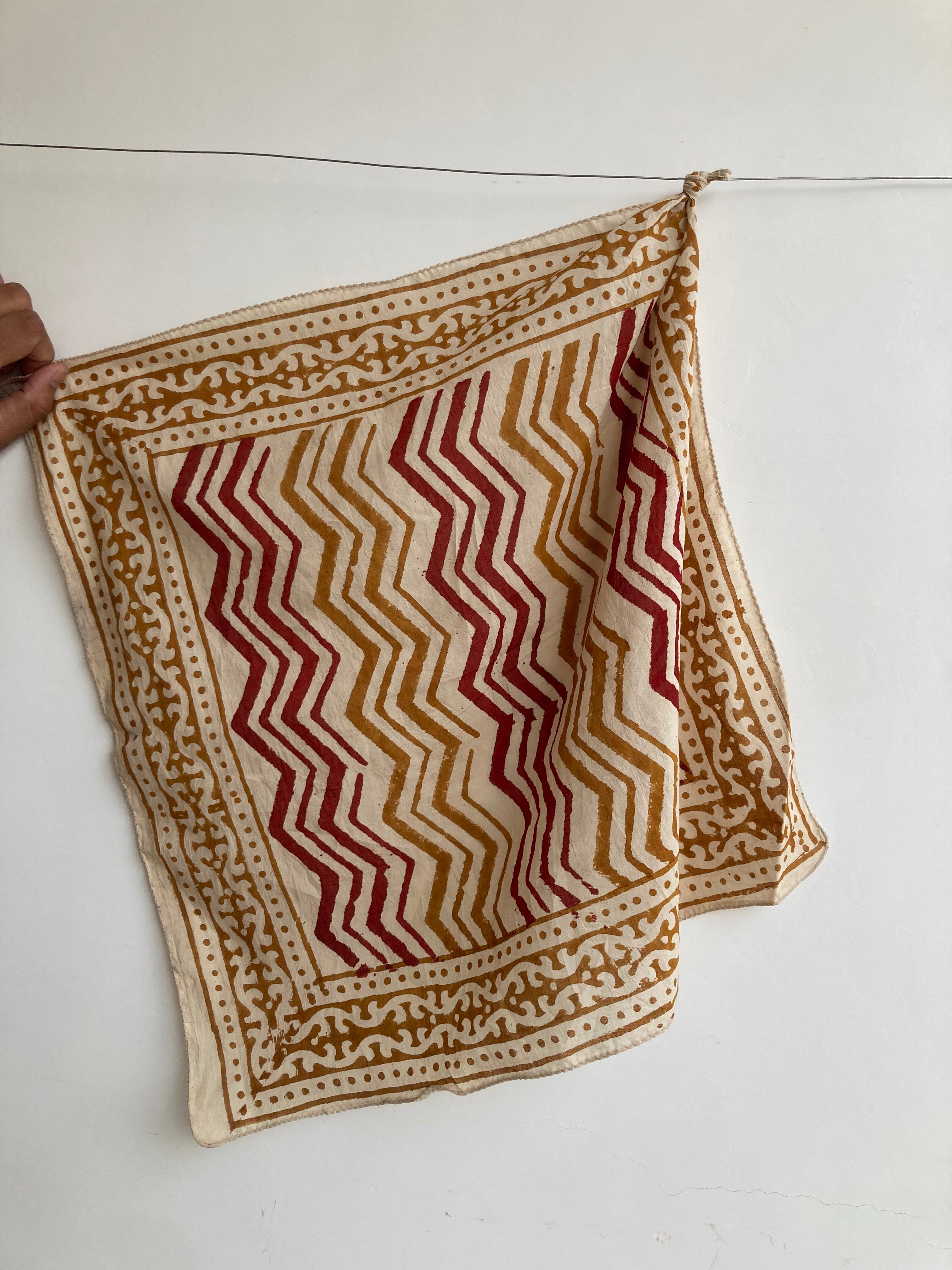 Hand Block Print Cotton Bandanas - Set of 10, Natural Dye