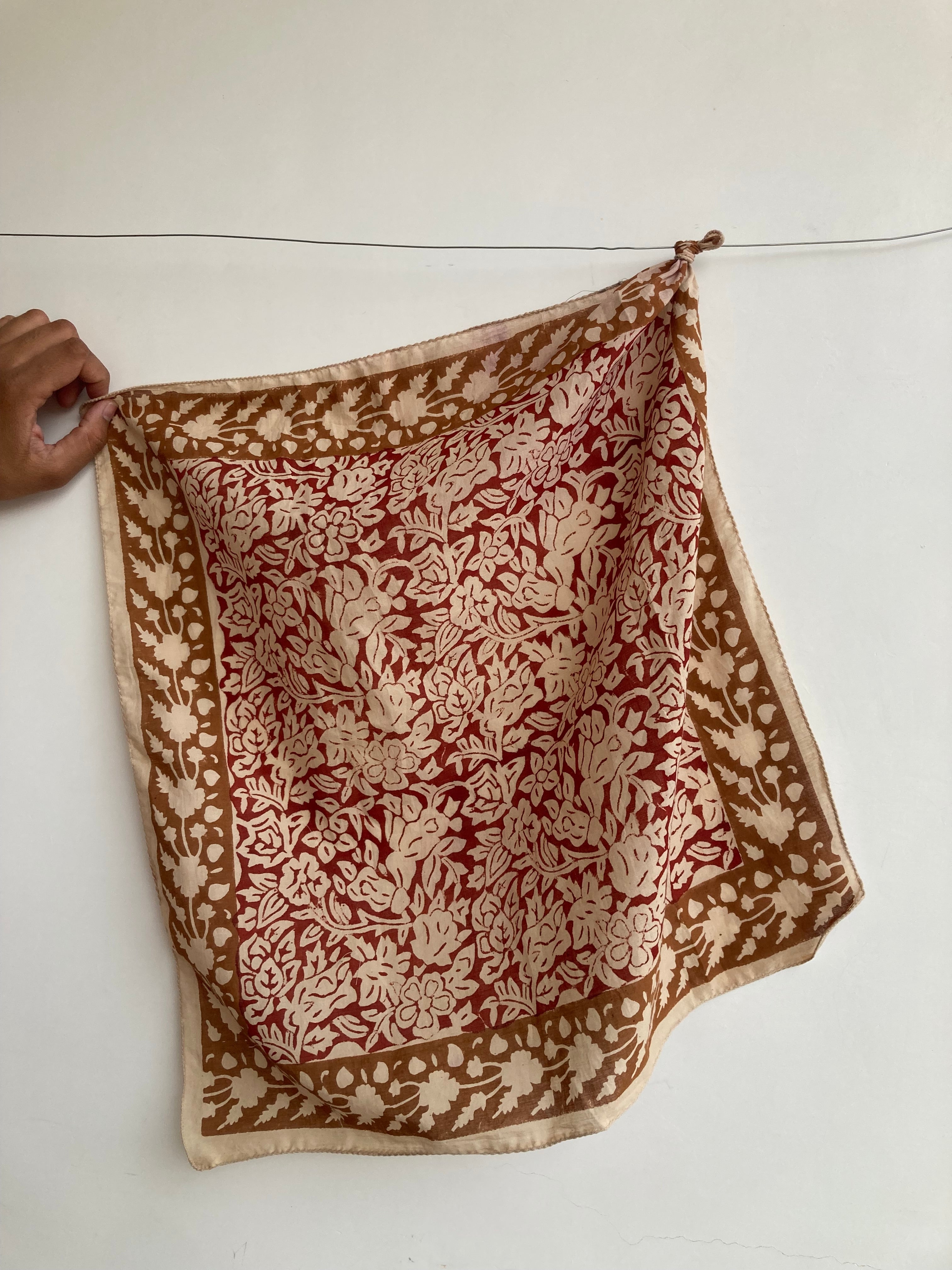 Hand Block Print Cotton Bandanas - Set of 10, Natural Dye