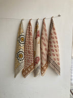 Hand Block Print Cotton Bandanas - Set of 10, Natural Dye