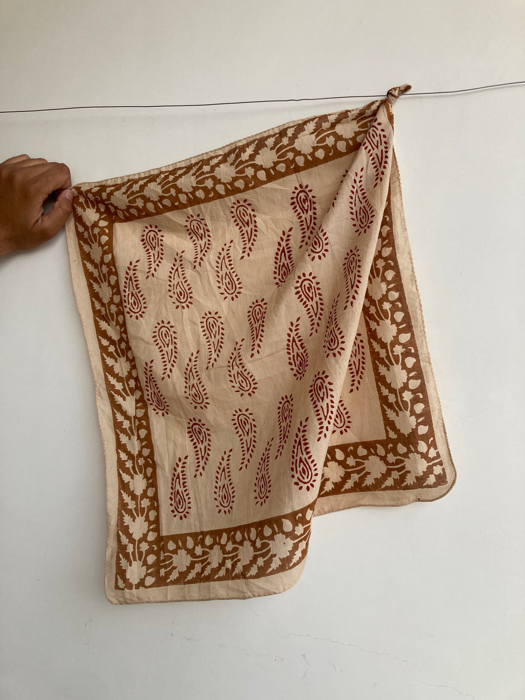 Hand Block Print Cotton Bandanas - Set of 10, Natural Dye