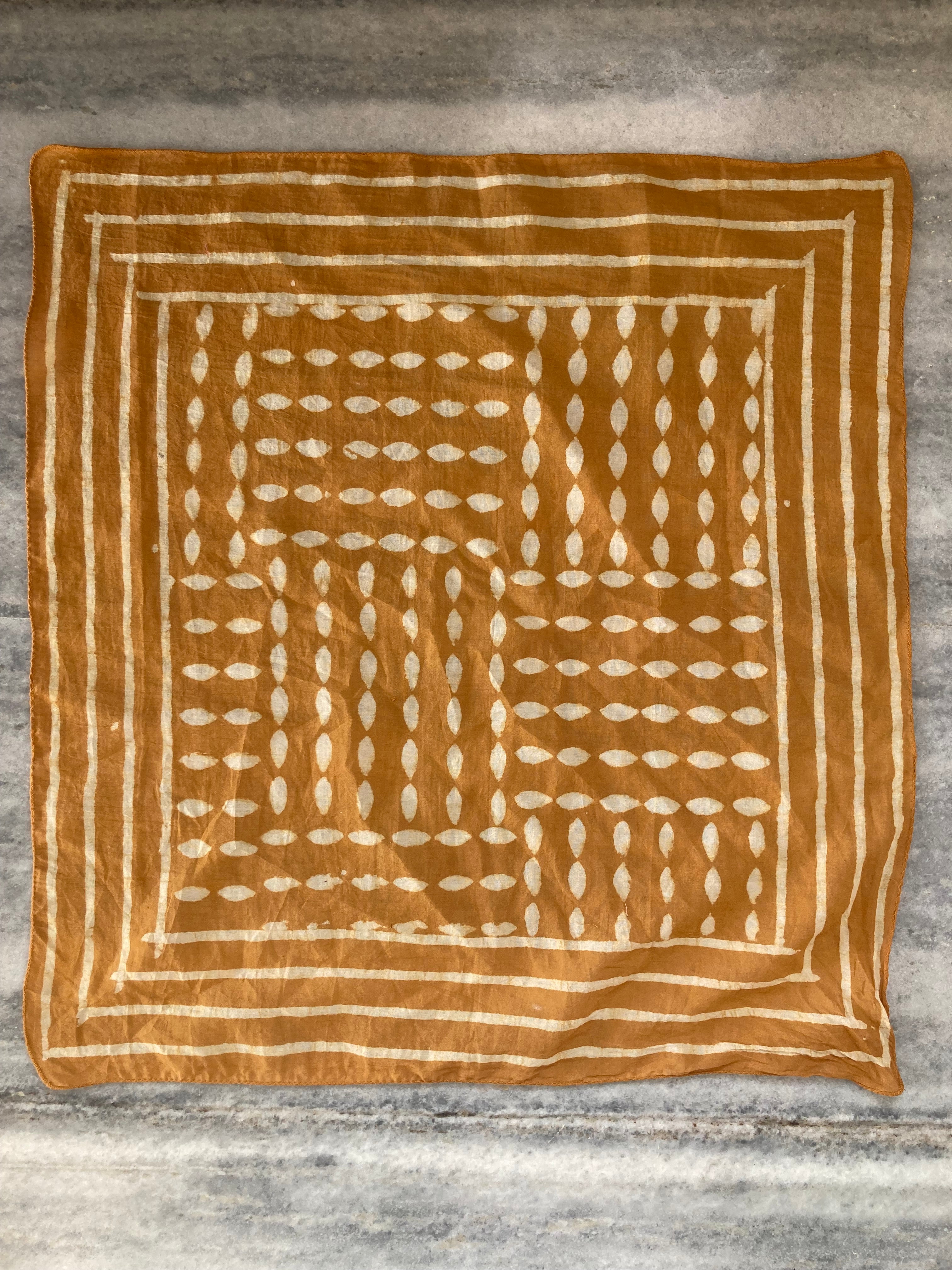 Hand Block Printed Cotton Bandana: Natural Dye Neckerchief - Made in India