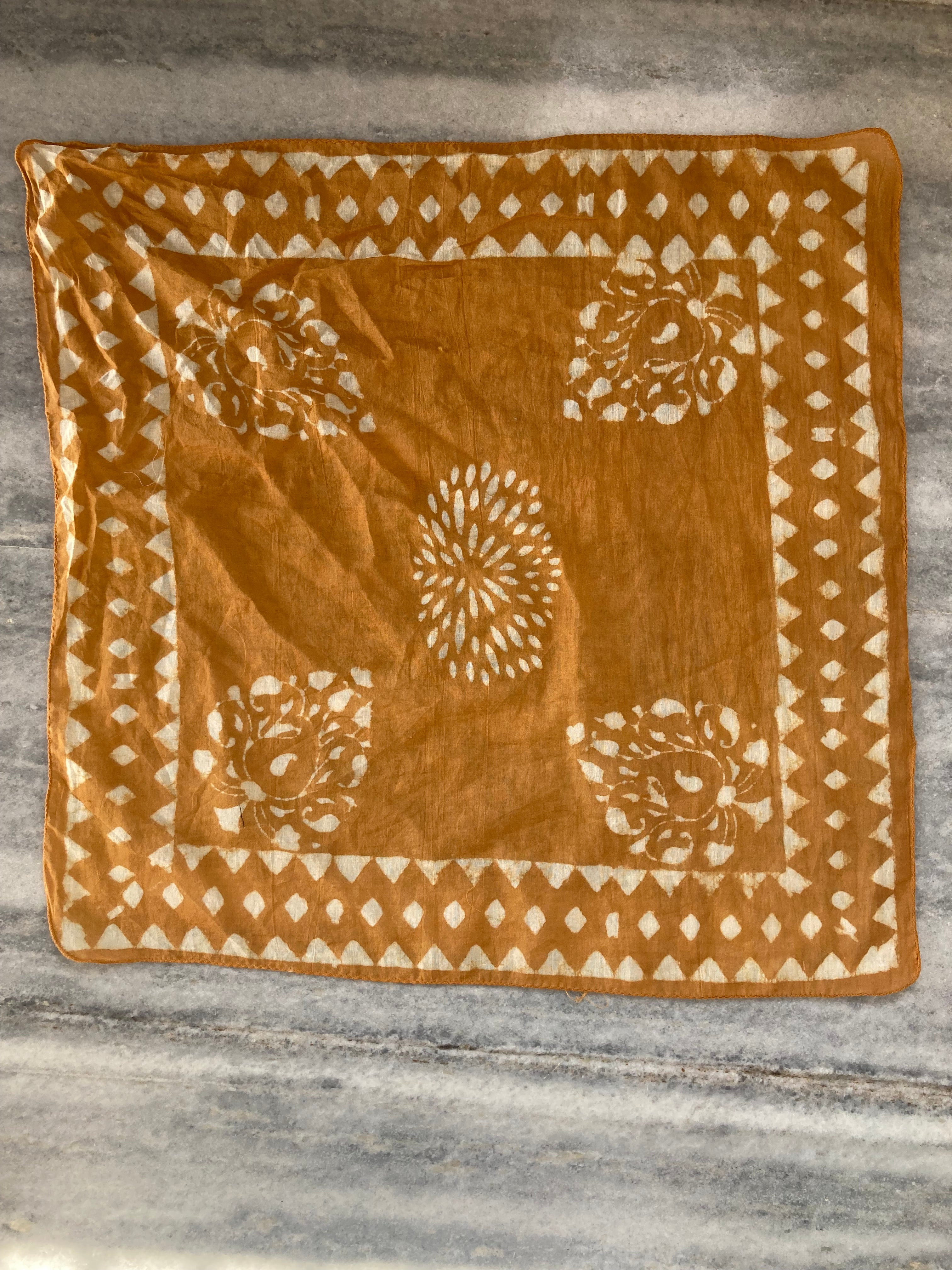 Hand Block Printed Cotton Bandana: Natural Dye Neckerchief - Made in India