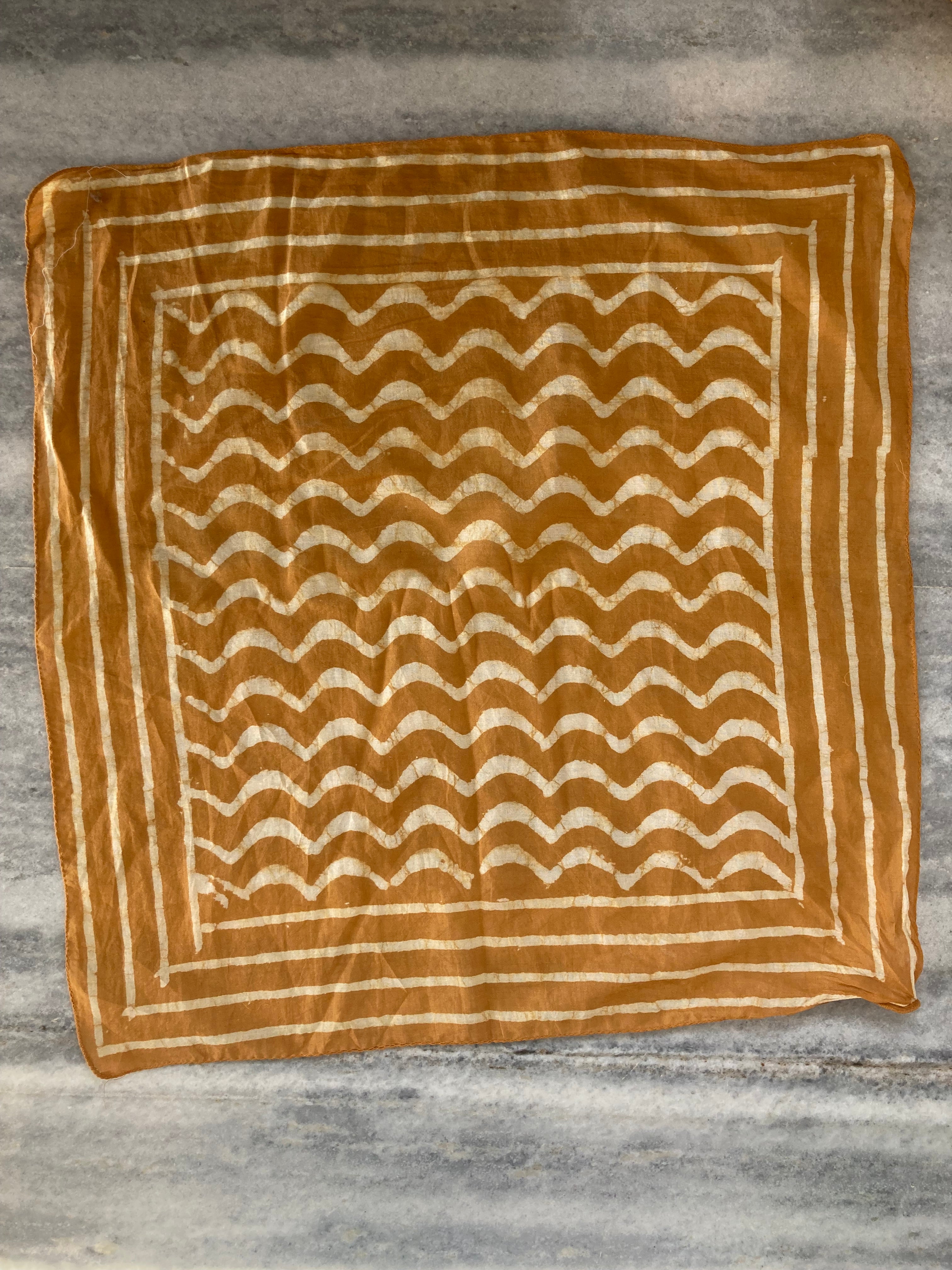 Hand Block Printed Cotton Bandana: Natural Dye Neckerchief - Made in India
