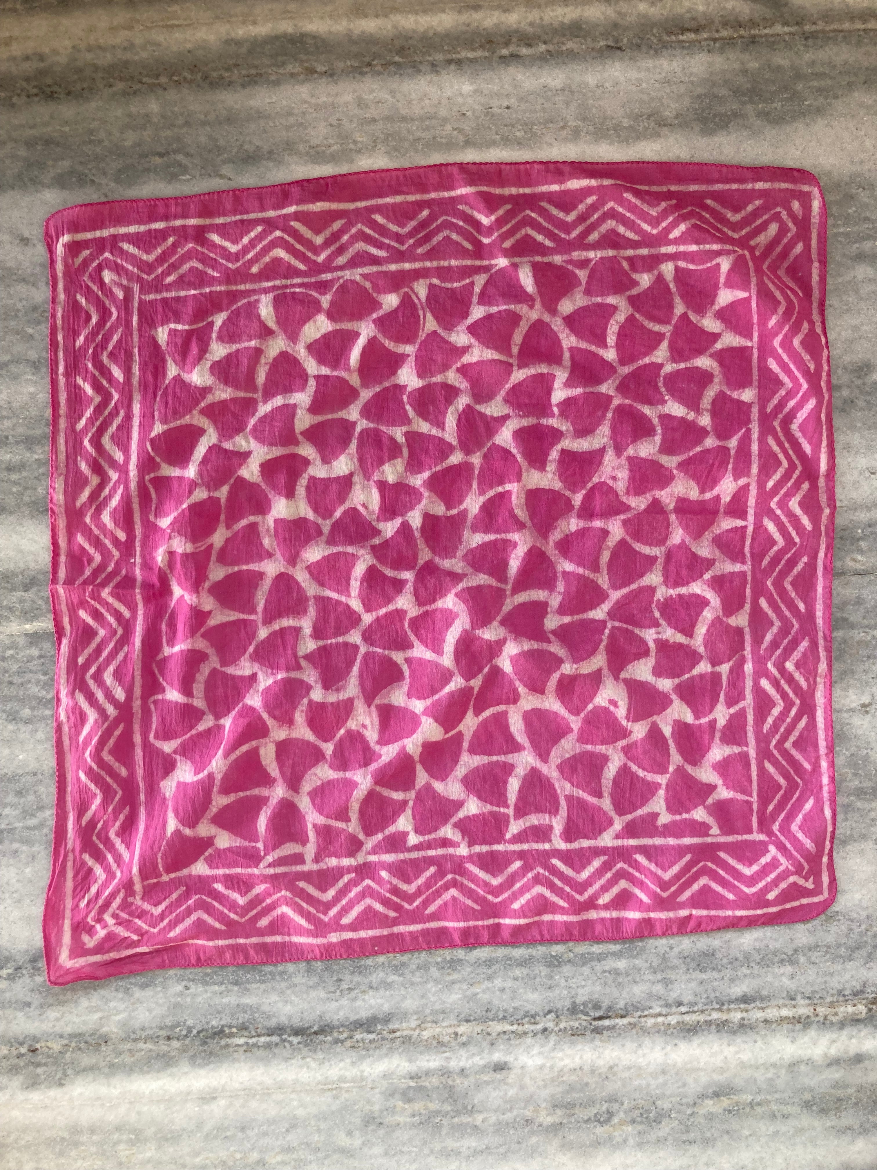 A set of 10 bandanas,Block Print Cotton Bandana Set: Geometric Neckerchief (21x21" Inch)