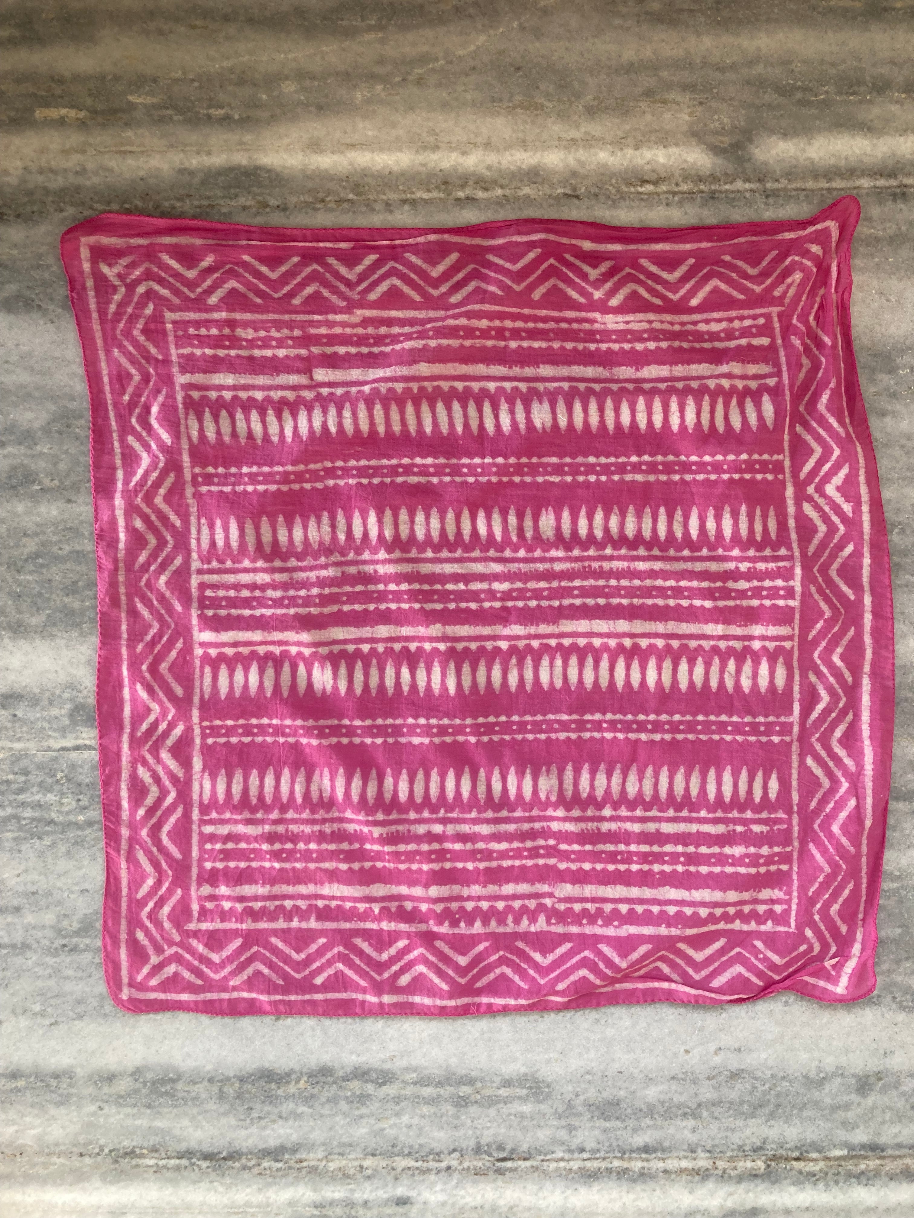 A set of 10 bandanas,Block Print Cotton Bandana Set: Geometric Neckerchief (21x21" Inch)