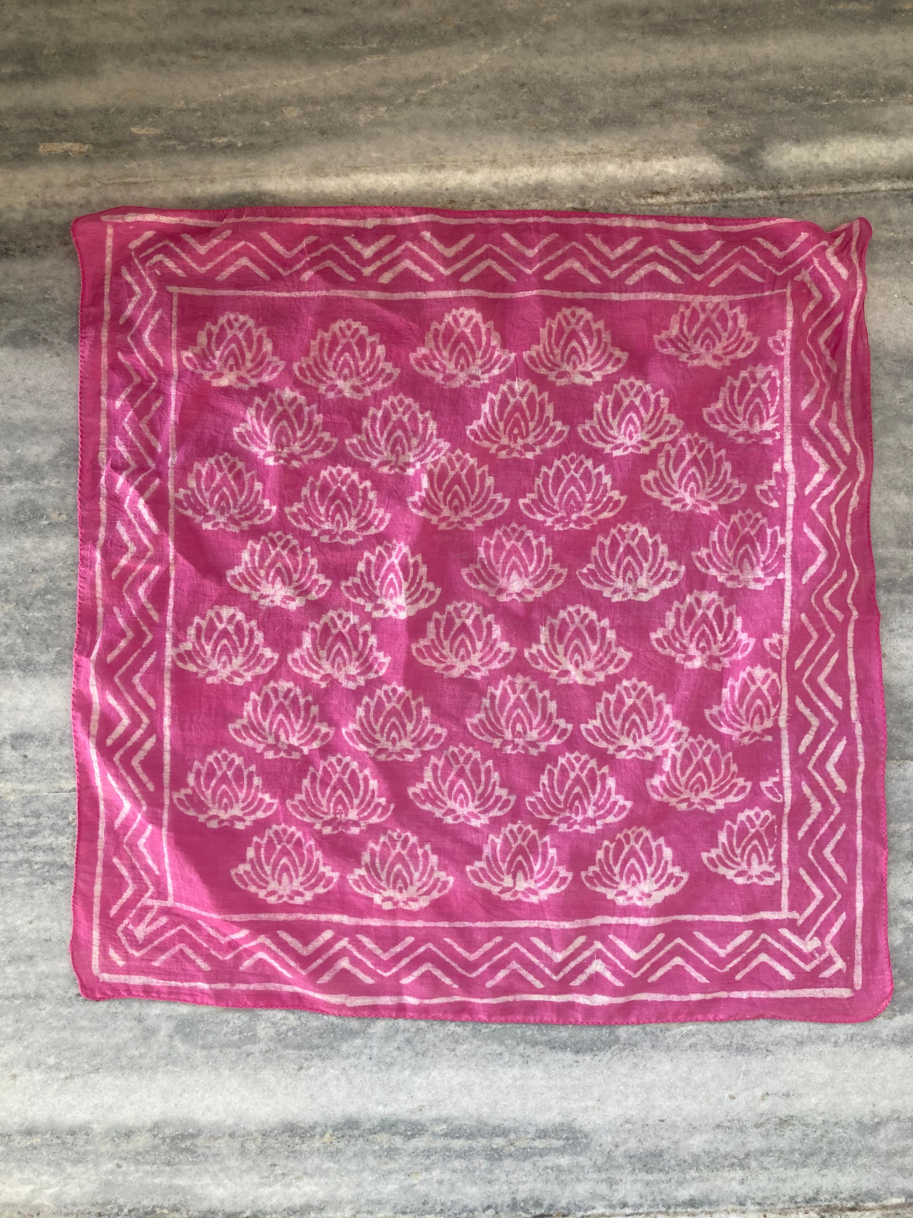 A set of 10 bandanas,Block Print Cotton Bandana Set: Geometric Neckerchief (21x21" Inch)