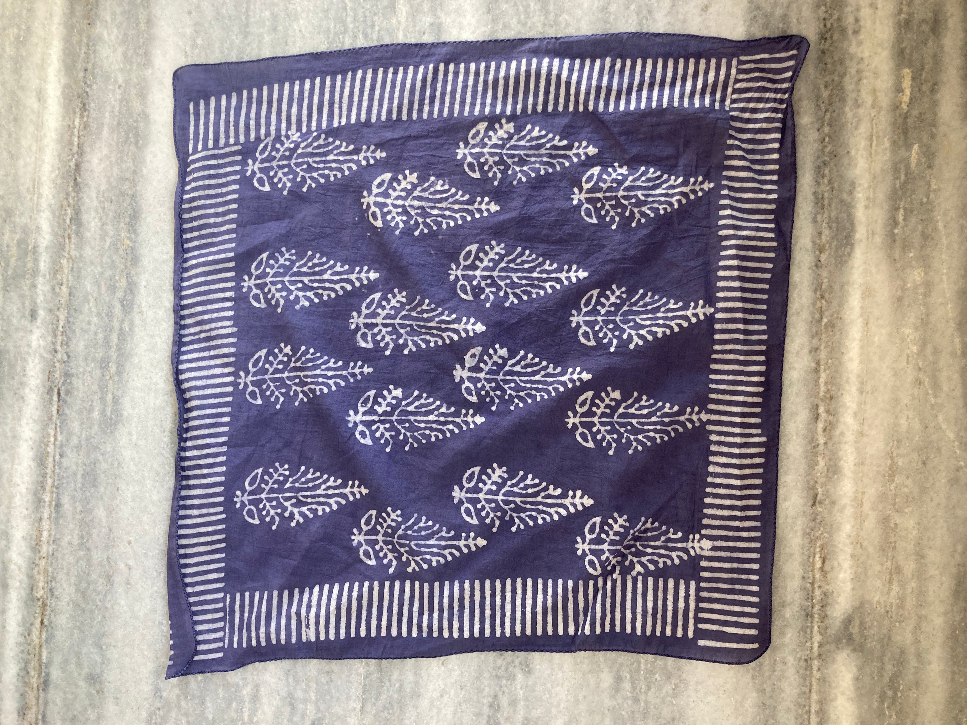 Hand Block Print Cotton Bandana Set of 10: Ethical Neckerchief, Hair Scarf