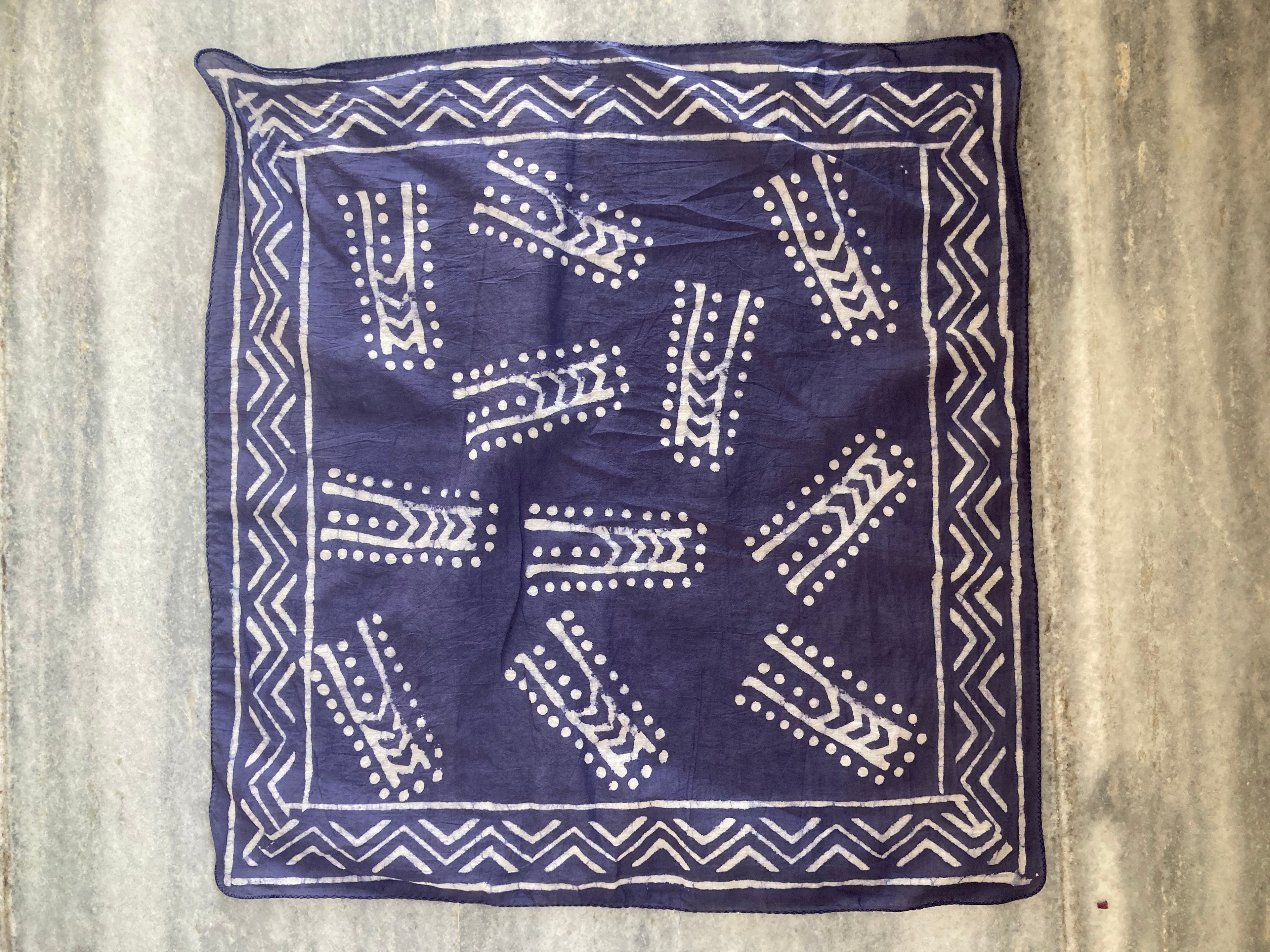 Hand Block Print Cotton Bandana Set of 10: Ethical Neckerchief, Hair Scarf