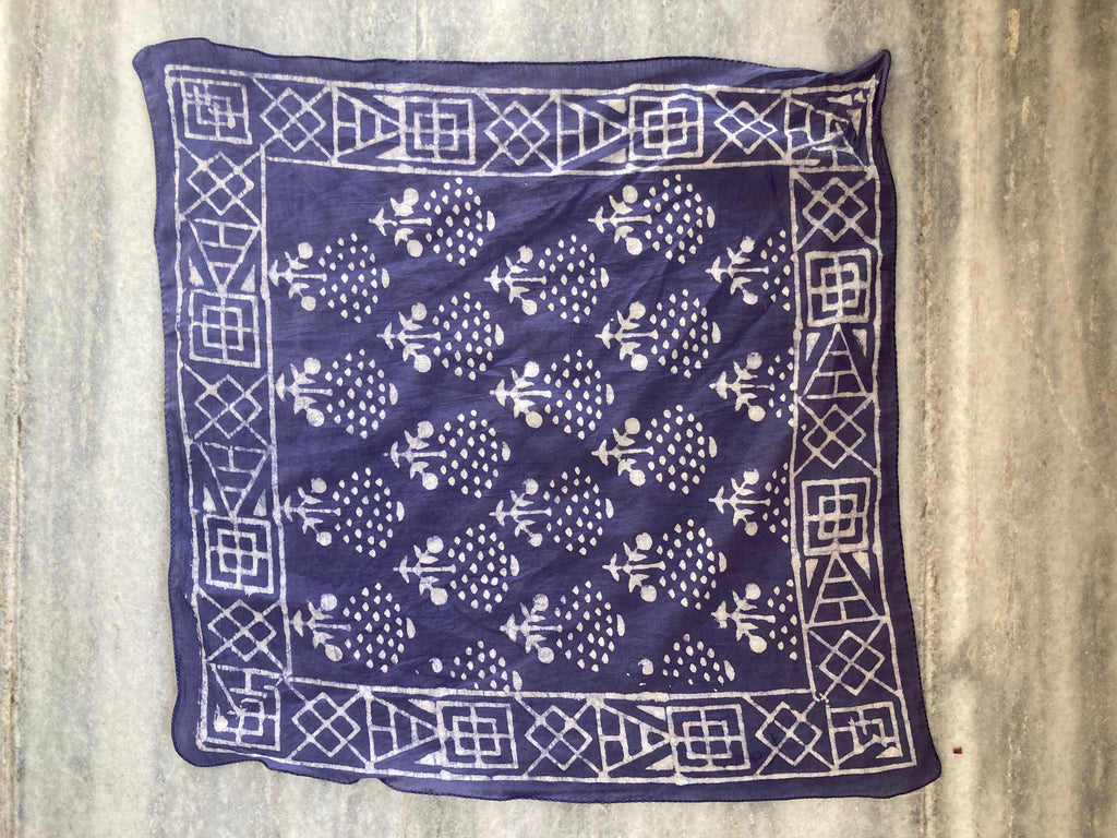 Hand Block Print Cotton Bandana Set of 10: Ethical Neckerchief, Hair Scarf