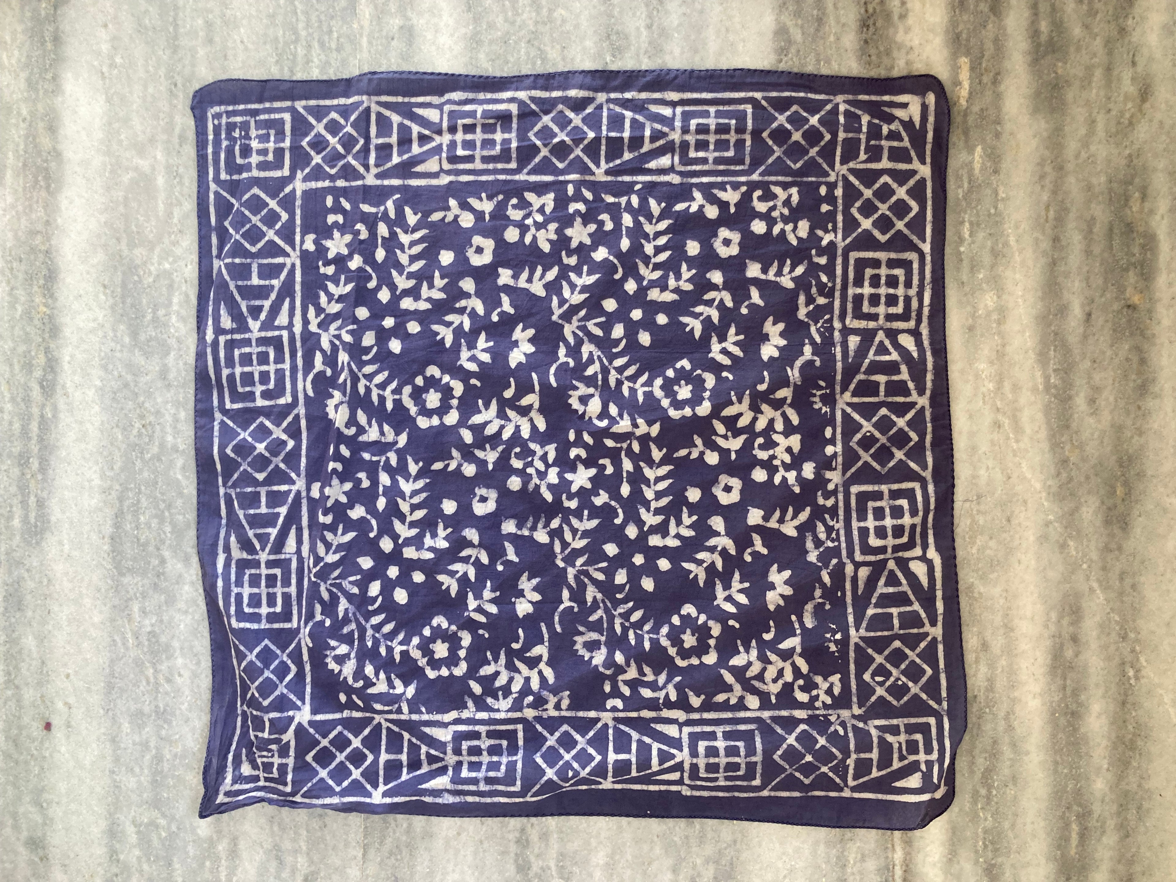 Hand Block Print Cotton Bandana Set of 10: Ethical Neckerchief, Hair Scarf