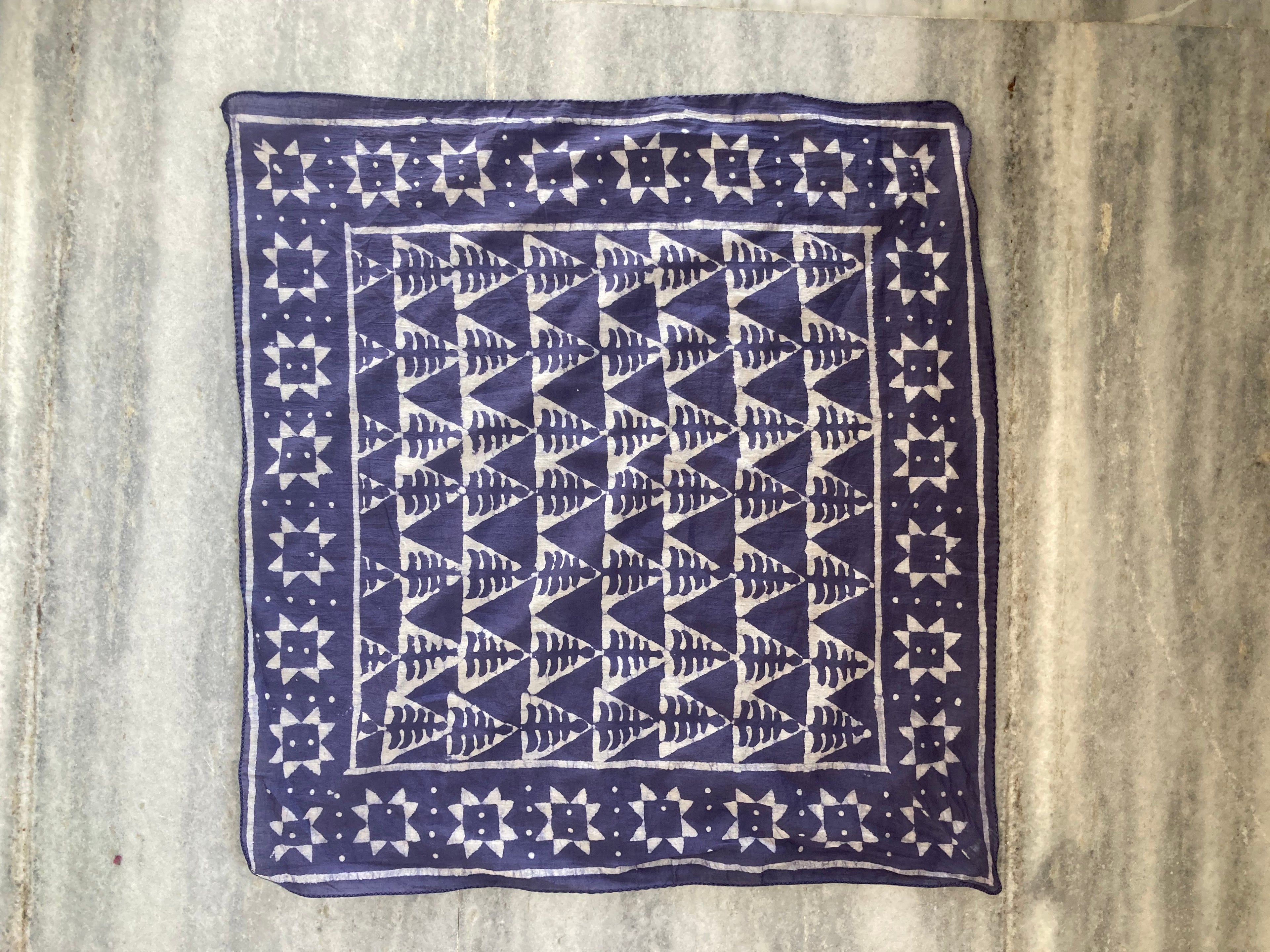 Hand Block Print Cotton Bandana Set of 10: Ethical Neckerchief, Hair Scarf