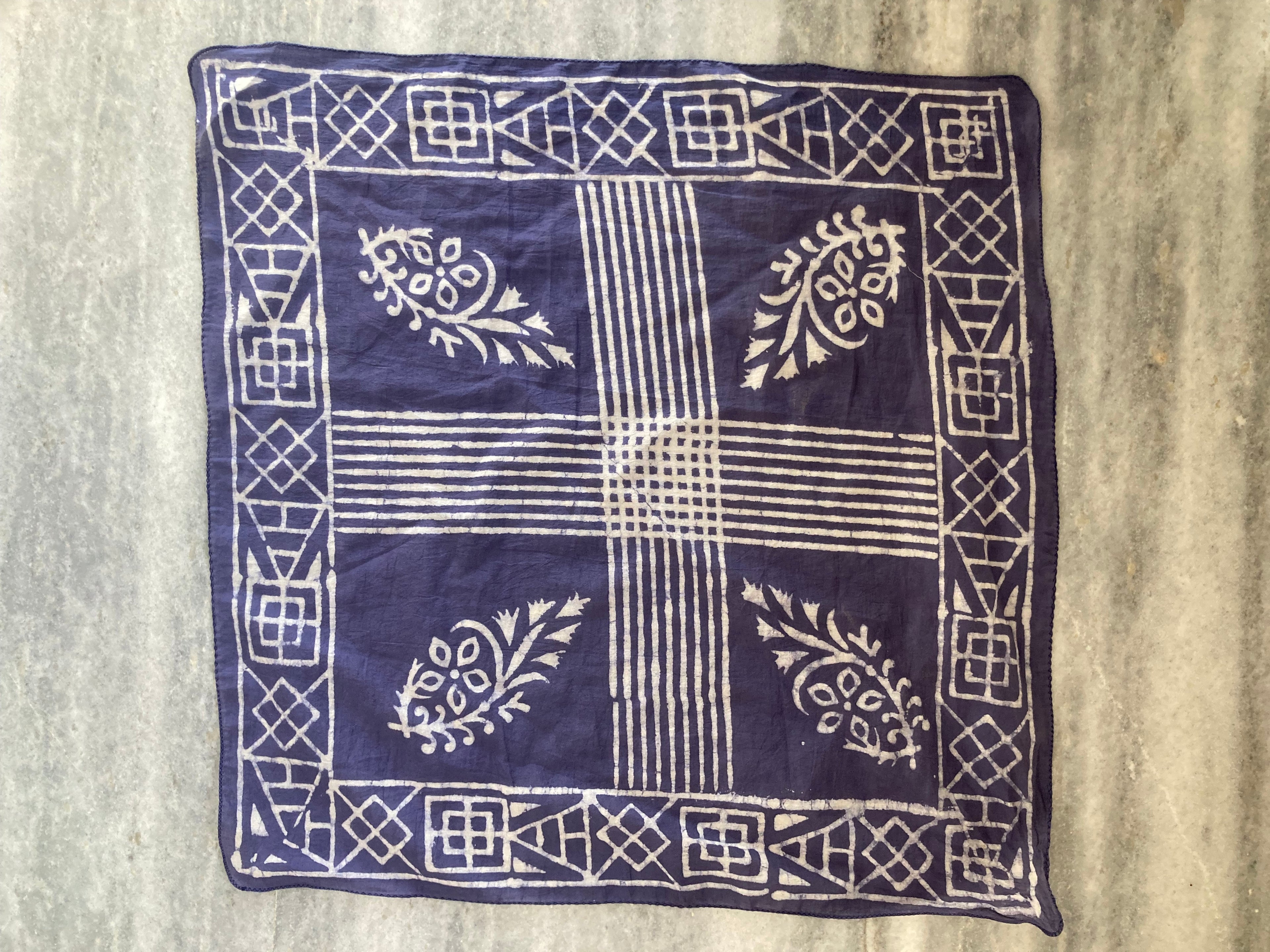 Hand Block Print Cotton Bandana Set of 10: Ethical Neckerchief, Hair Scarf