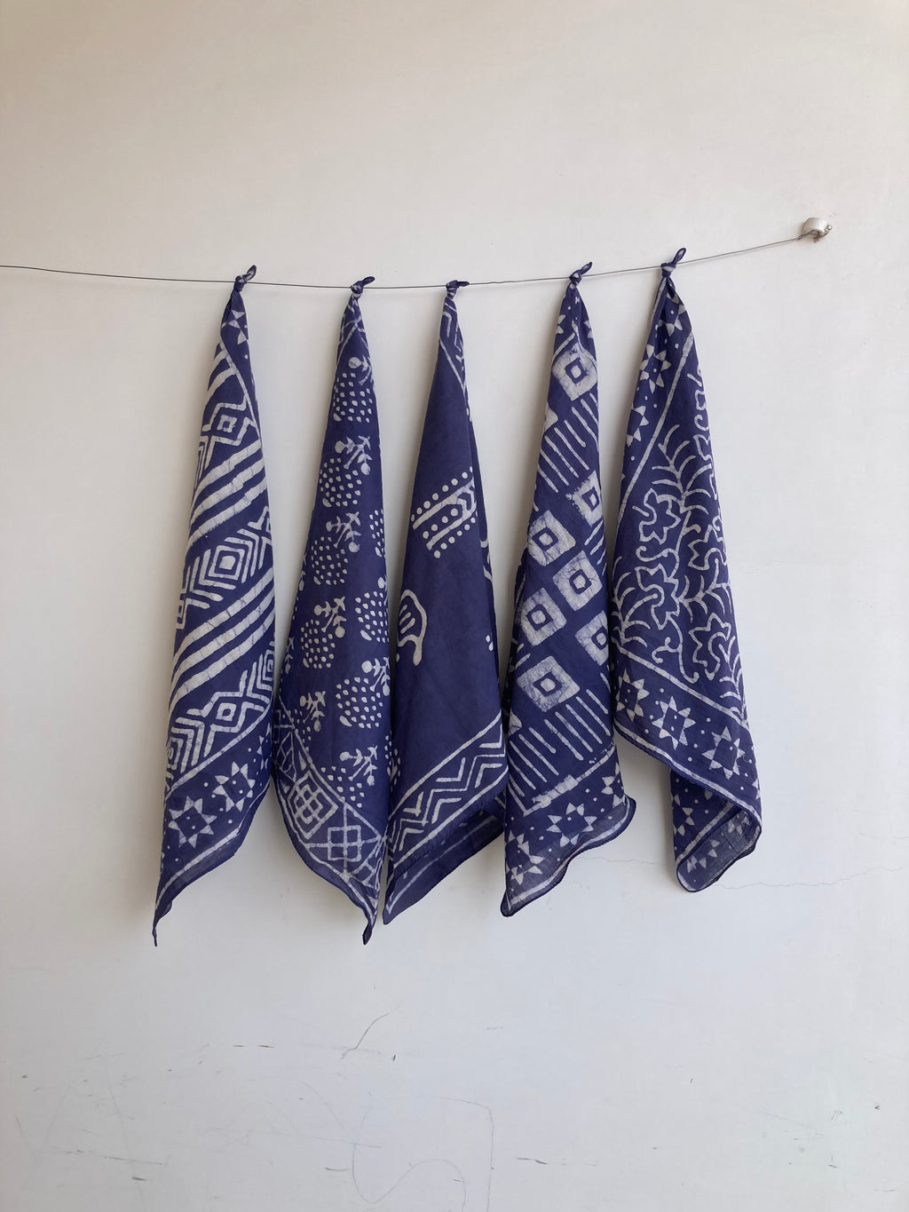 Set of 10 Organic Cotton Bandana, Hand Block Print Neckerchief