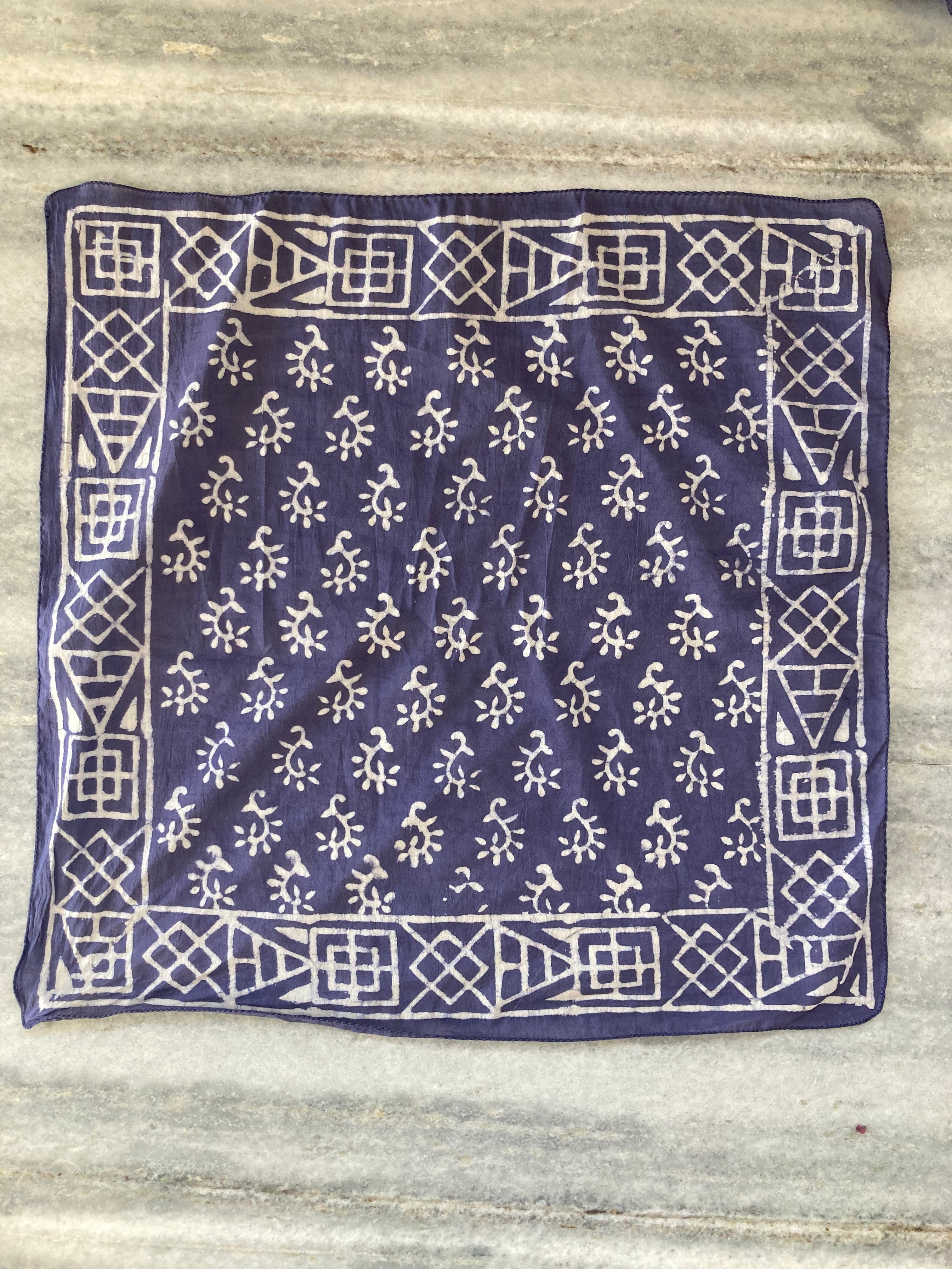 Set of 10 Organic Cotton Bandana, Hand Block Print Neckerchief