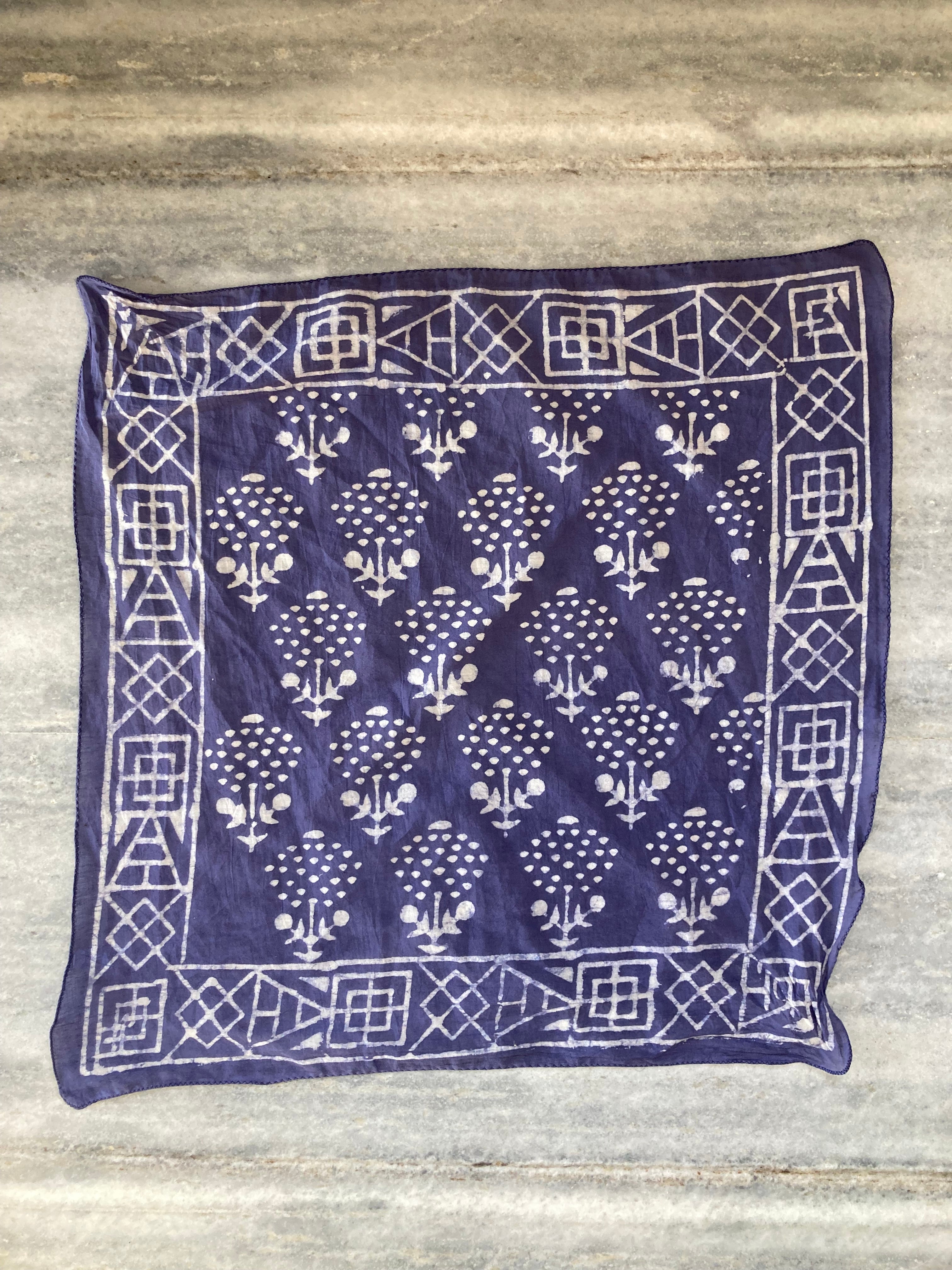 Set of 10 Organic Cotton Bandana, Hand Block Print Neckerchief