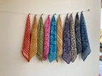 Organic Cotton Bandana Set of 10 : Paisley Scarf, Hand Block Print, Natural Dye