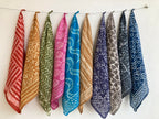 Organic Cotton Bandana Set of 10 : Paisley Scarf, Hand Block Print, Natural Dye