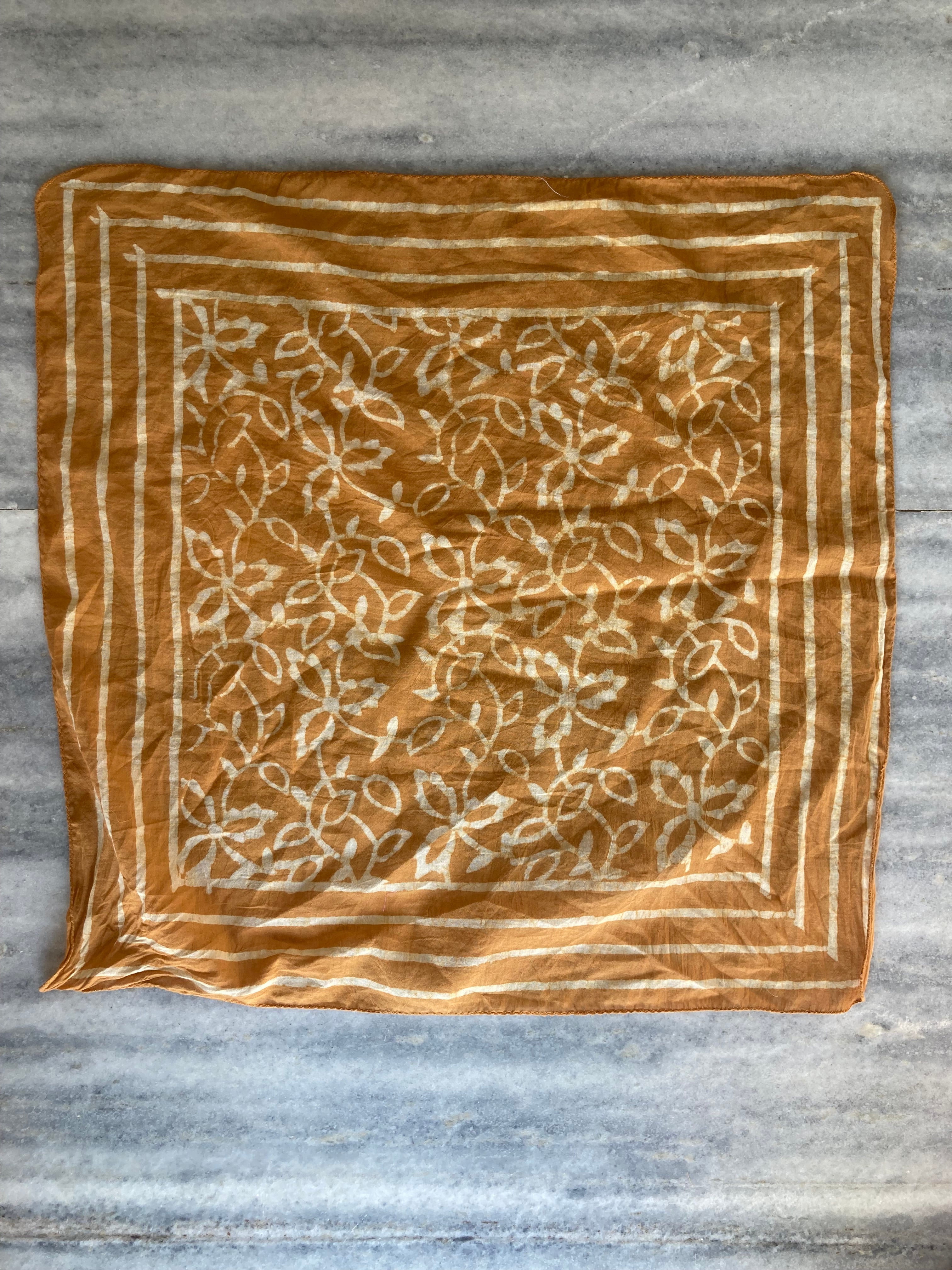 Organic Cotton Bandana Set of 10 : Paisley Scarf, Hand Block Print, Natural Dye